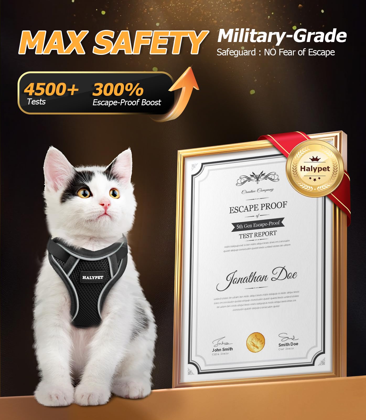 Halypet Cat Harness And Leash Set - Max Safety 4Th-Gen Upgrade, Escape Proof, Adjustable, Comfortable Soft Vest, Easy To Wear Ki