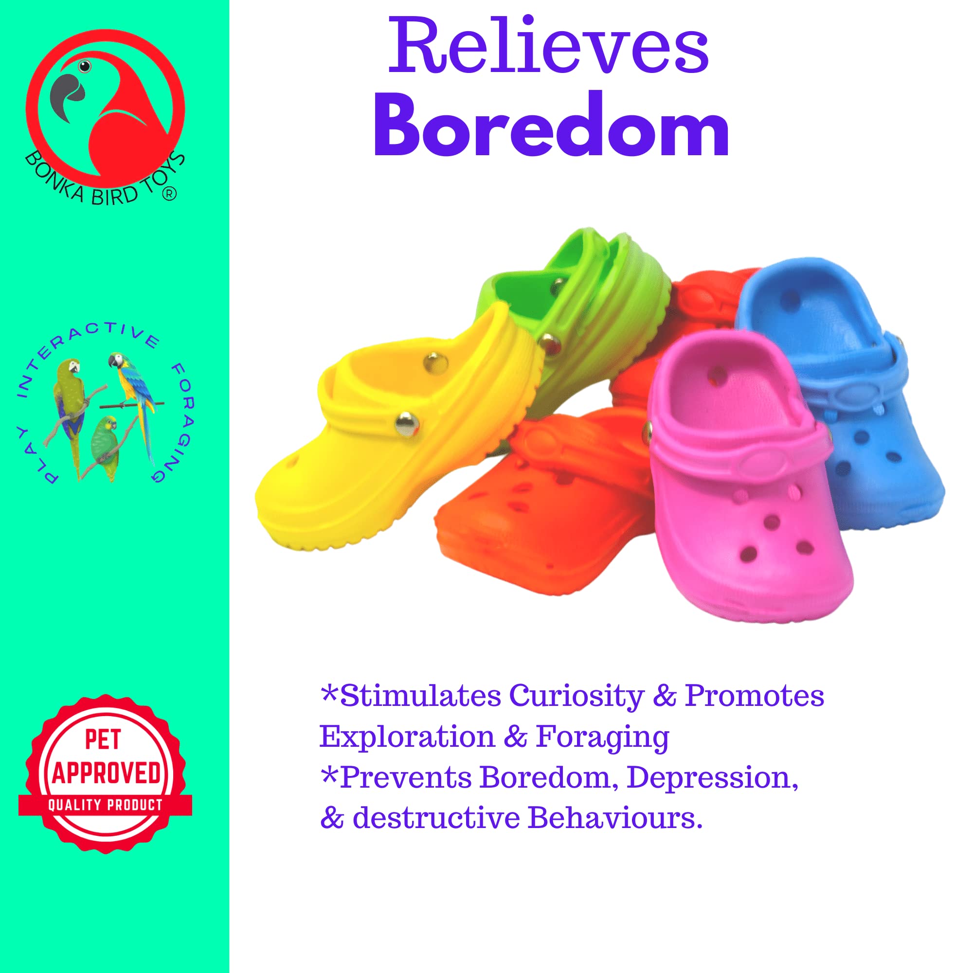 Bonka Bird Toys 2183 Pk6 Mini Sandal Foot Beak Chew Throw Parrot Parakeet Quaker Budgie Finch Cockatoo