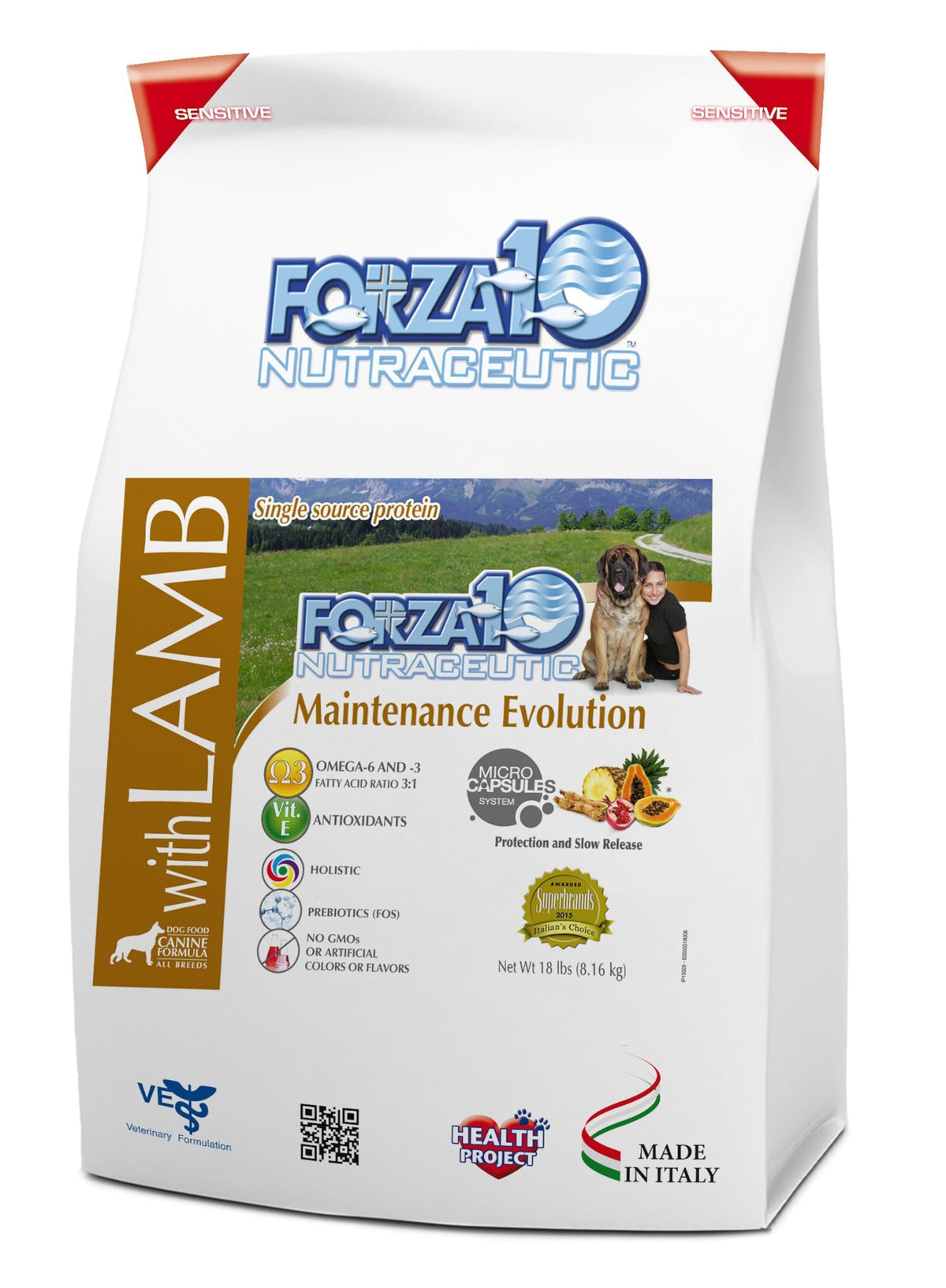 Forza10 Maintenance Evolution Dry Dog Food, Daily High Protein Dog Food Veterinarian Recommended No Prescription Lamb Flavor, 18 Pound, Adult Dogs