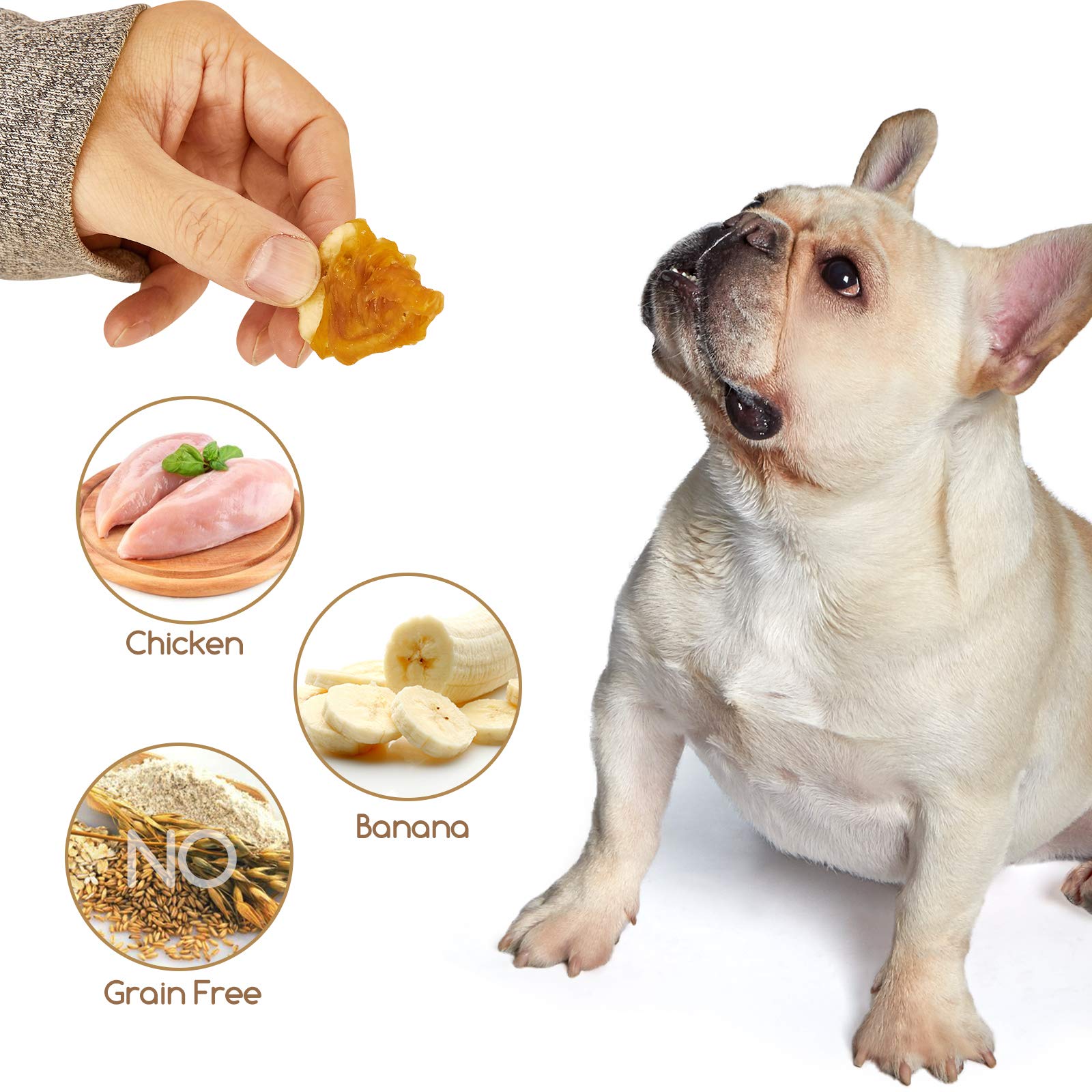 Jungle Calling Chicken Wrapped Banana Dog Treats - Healthy Low-Fat, Grain-Free Training Snacks with Natural Fiber for Small and