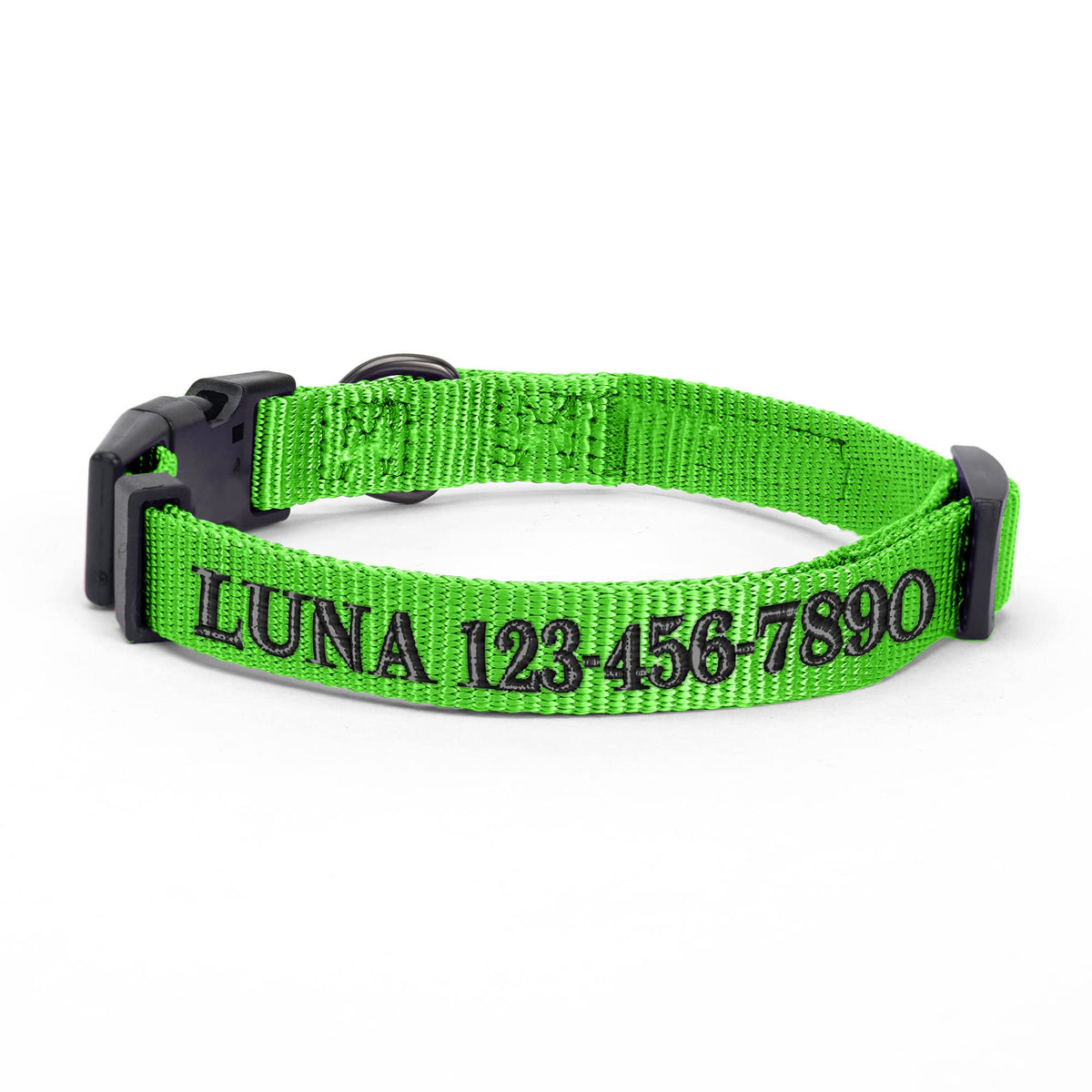 Pawtitas Personalized Customizable Dog Collar Puppy Collar Embroidered Customize W Pet Name & Phone Number Collars Xs Size Extra-Small Green Custom Engraved Names