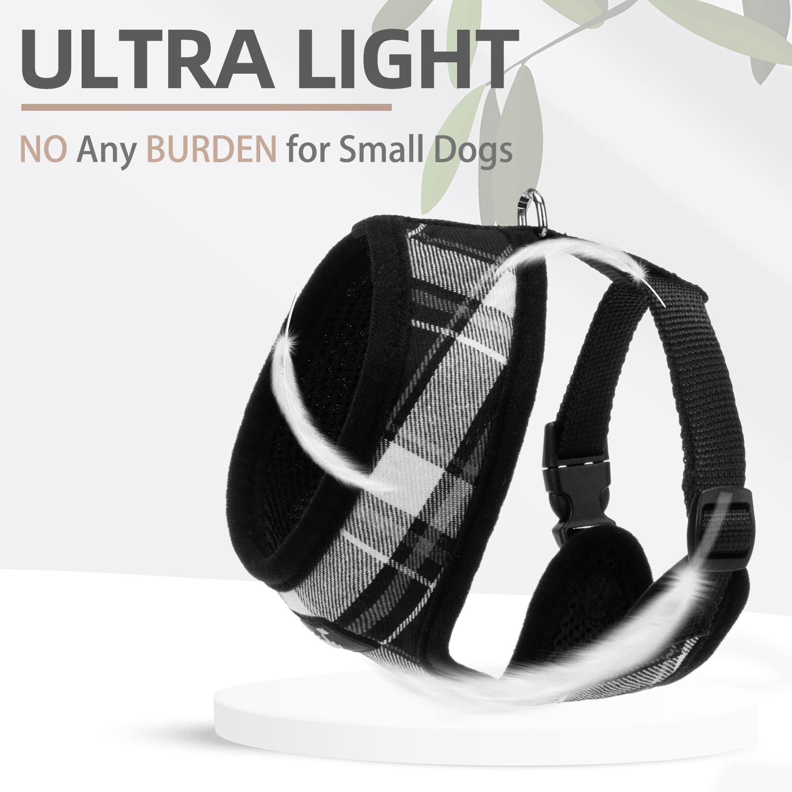 Pupteck Soft Mesh Dog Harness Pet Puppy Cat Comfort Padded Vest No Pull Harnesses