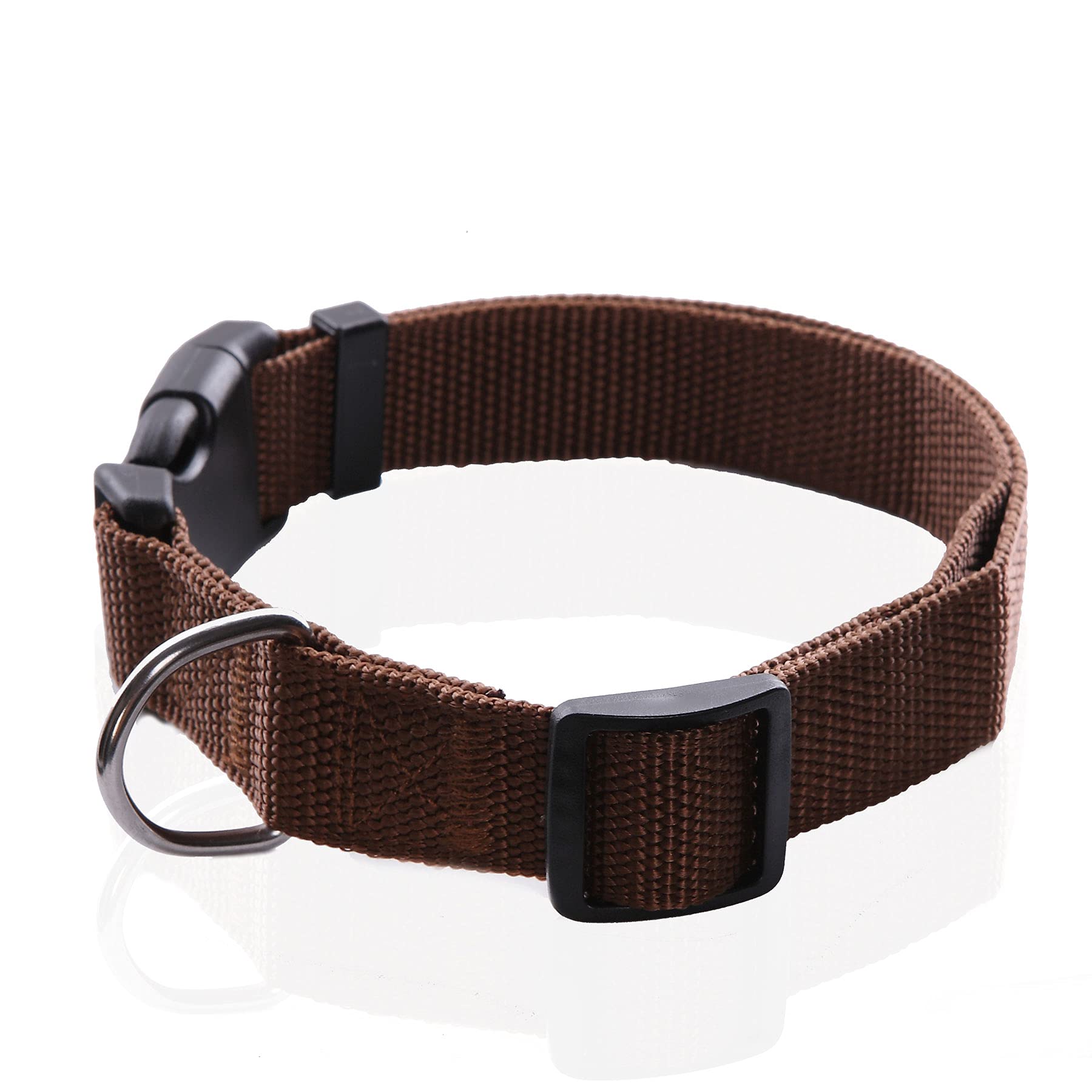 Adjustable Nylon Dog Collar, Durable Pet Collar 1 Inch 3/4 Inch 5/8 Inch Wide, For Large Medium Small Dogs (M(3/4' X 14-21'), Brown)