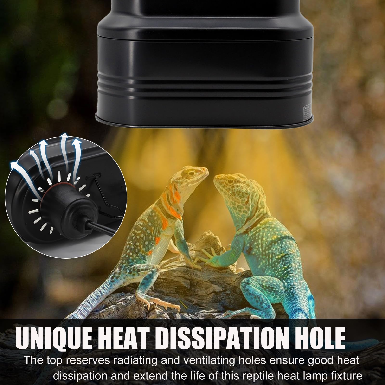Mecesor Dual Reptile Lamp Fixture With Independent Switches, Uvb & Basking Bulb Holder For Glass Terrarium Habitat - Heat Light