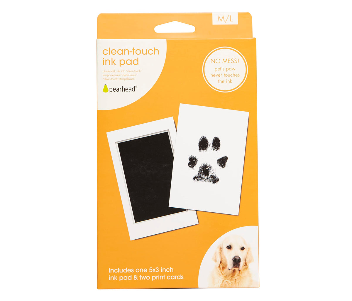 Pearhead Pet Clean-Touch Ink Pad, Medium/Large, Black Ink Pad For Cats Or Dogs, Pet Owner, Pet Owner Must Have Item, Pet Memory Keepsake, For Medium To Large Pets