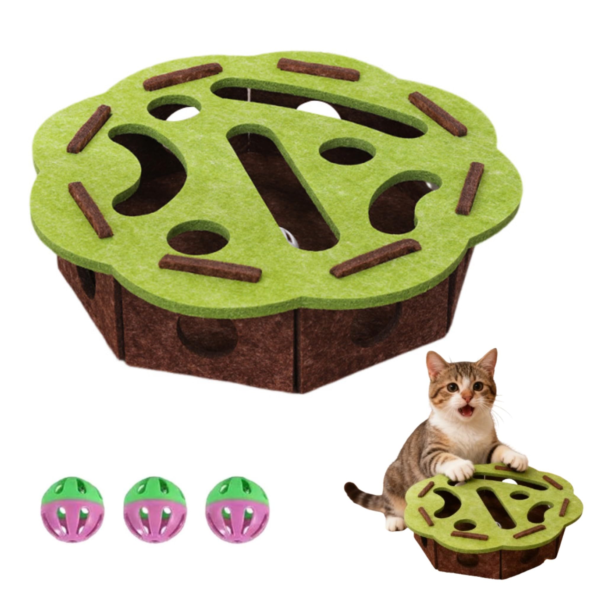Cat Scratch Puzzle Enrichment Box, Cat Nail File Enrichment Box, Interactive Cats Toy Puzzle Toys for Indoor Cats Scratching and
