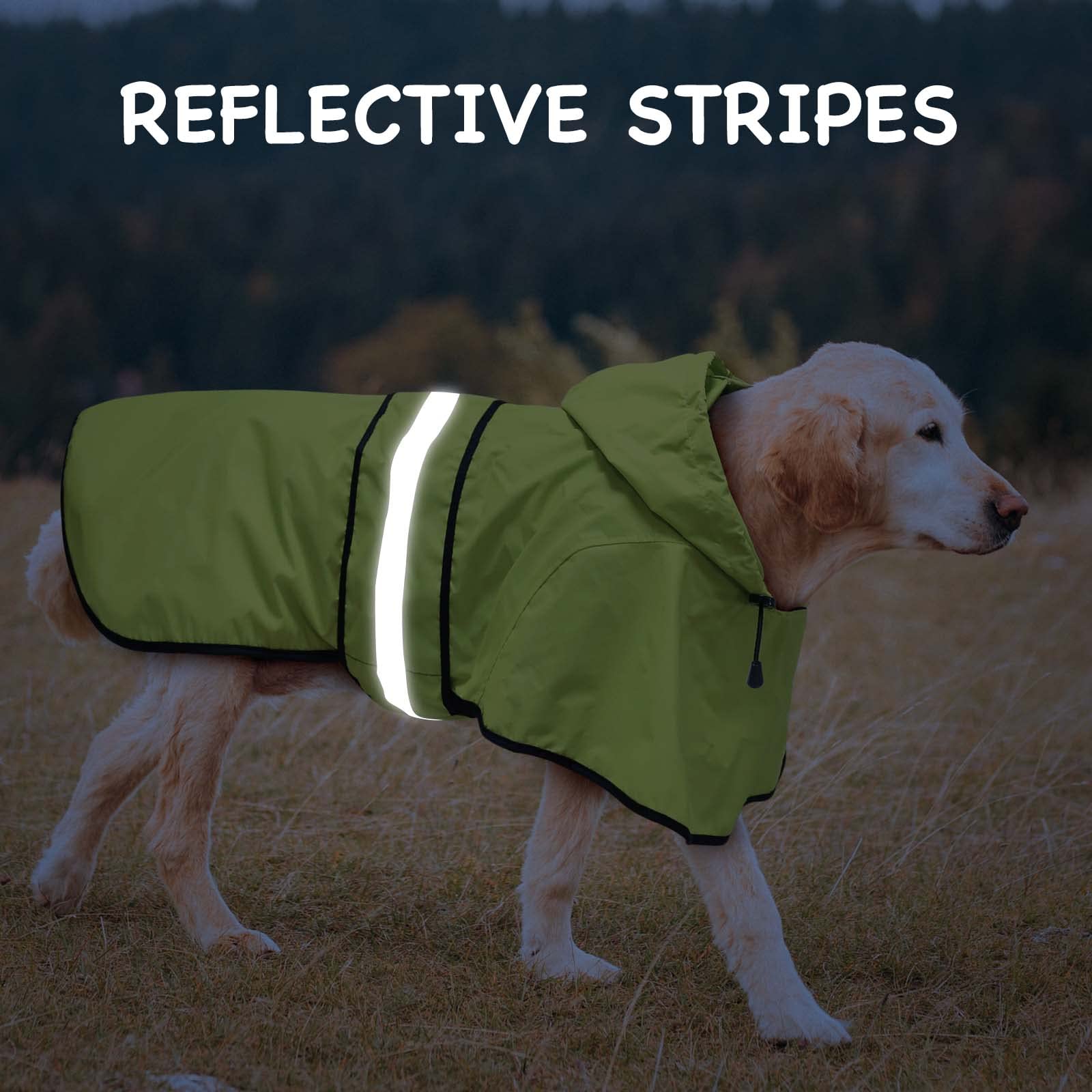 Dolitego Hooded Dog Raincoat - Reflective Dog Rain Jacket Lightweight Dog Rain Coat Dog Phocho For Small Medium Large Dogs (Small, Green)