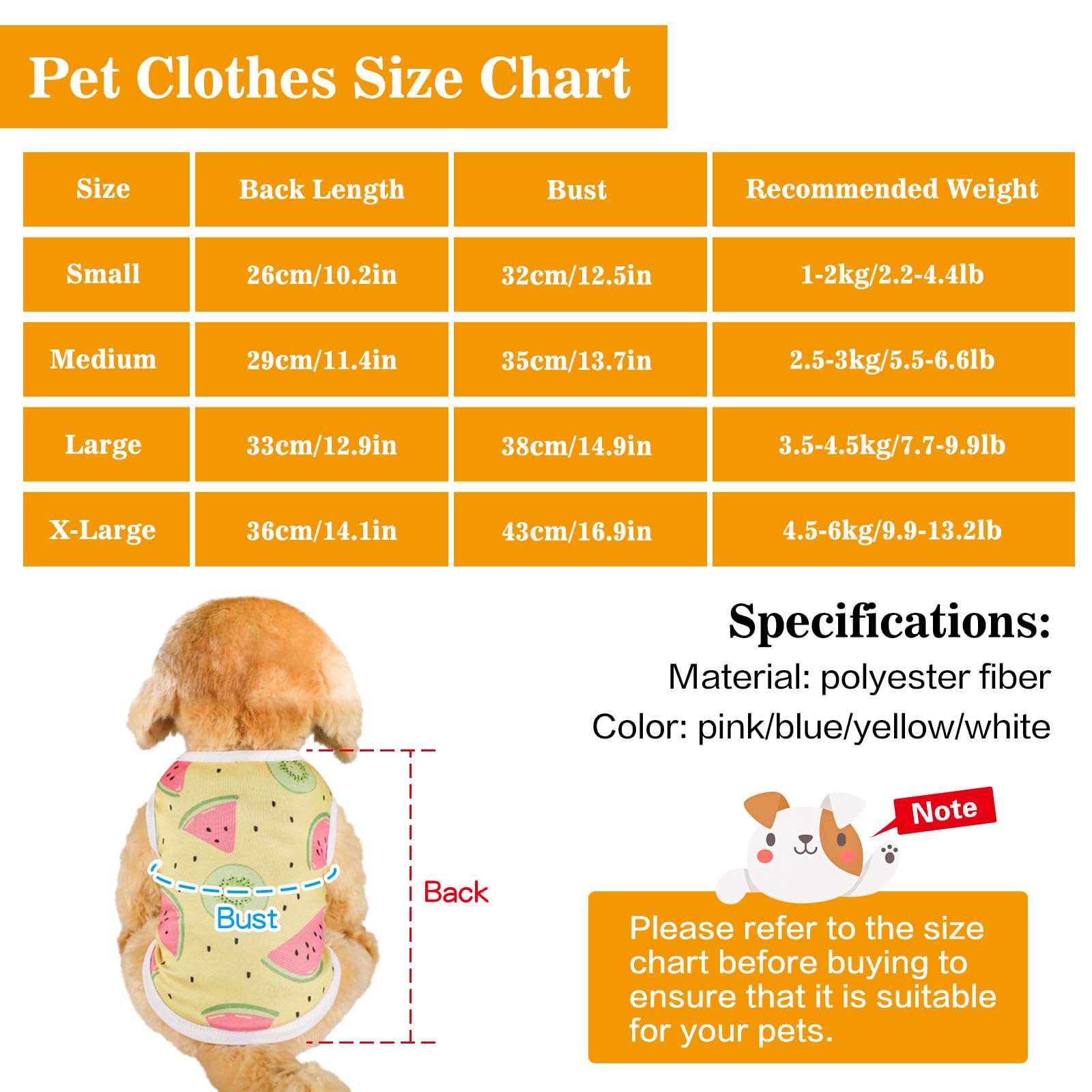 4Pcs Dog Summer Shirt Cute Soft Puppy Vest Fruit Print Pet Sleeveless T-Shirt Colorful Cat Clothes Breathable Pet Outfit For Sma