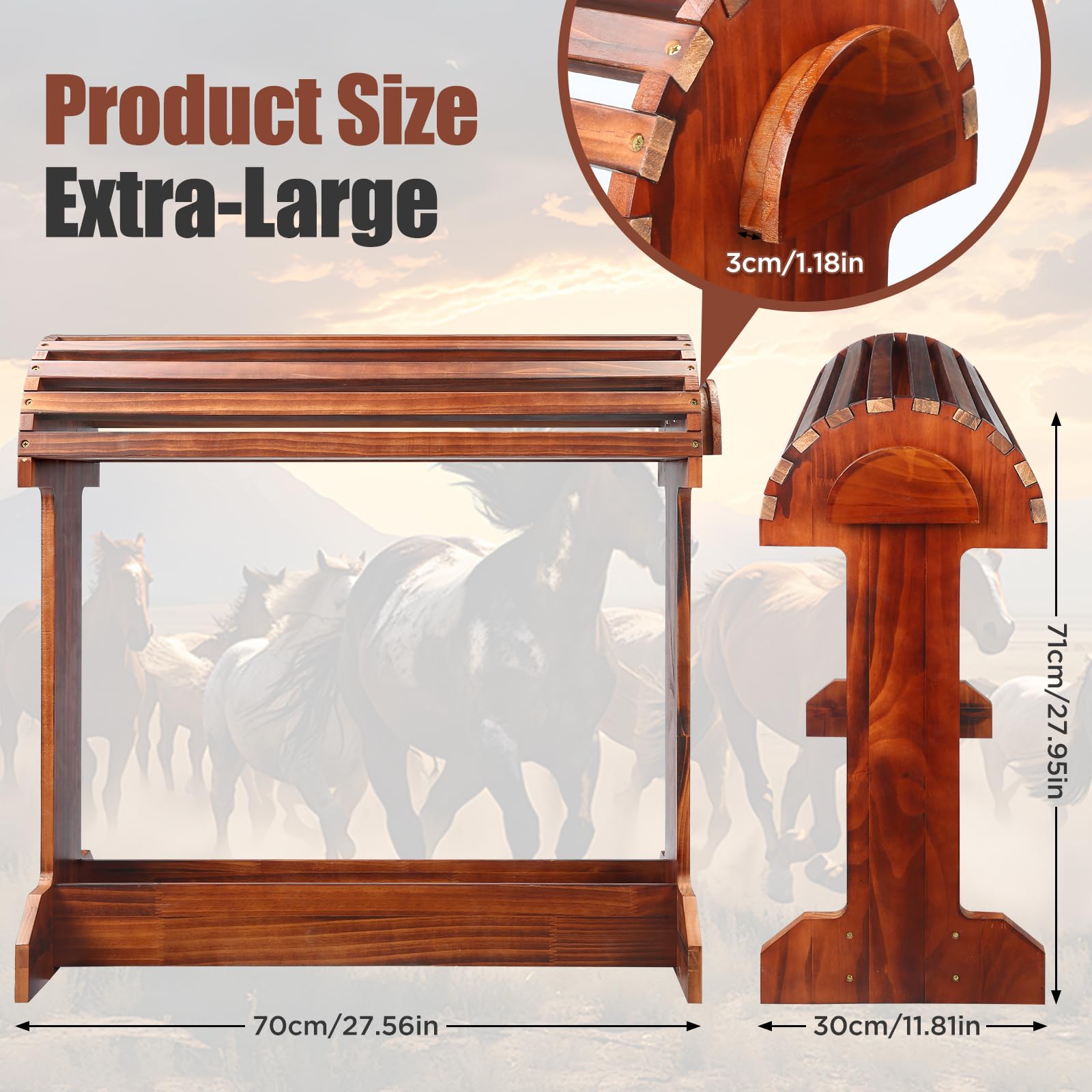 Essenhome Extra-Large Wood Saddle Rack - Non-Abrasive Design, Bridle Rack & Heavy-Heavy Duty Saddle Stand For Equestrian Homes H