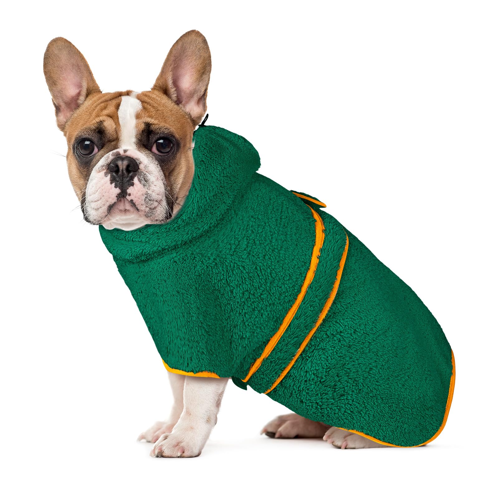 Bienbee Soft Dog Bathrobe,Super Absorbent & Quick-Drying Dog Robe With Hood, Cozy Drying Coat For After Bath, Green S