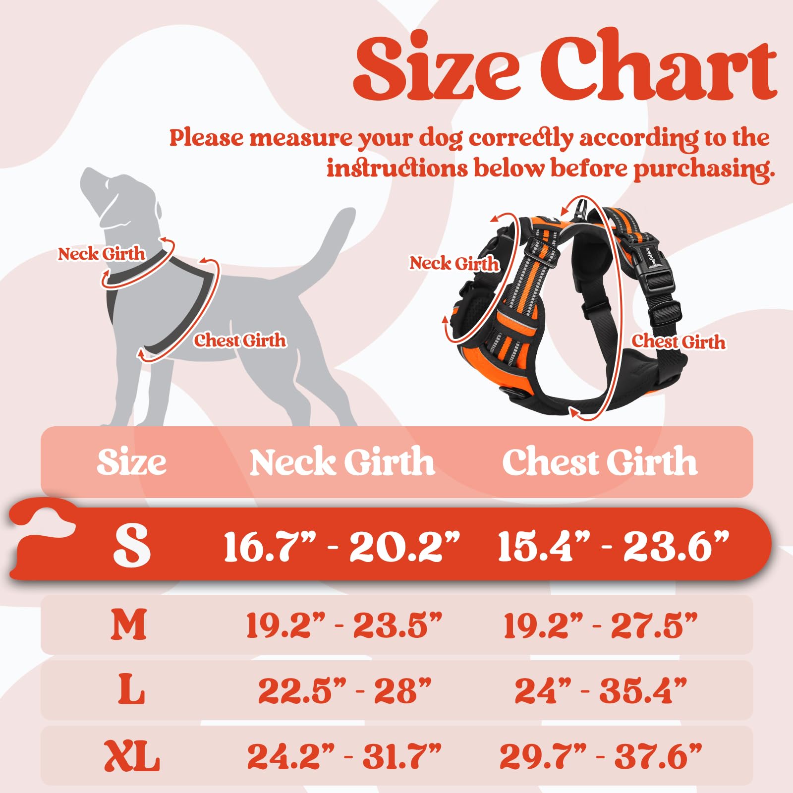 Rabbitgoo Dog Harness Small Sized, No Pull Pet Harness With 3 Buckles, Adjustable Soft Padded Pooch Vest With Instant Control Handle, Easy Walking Reflective Pet Vest For Small Dogs, Orange, S