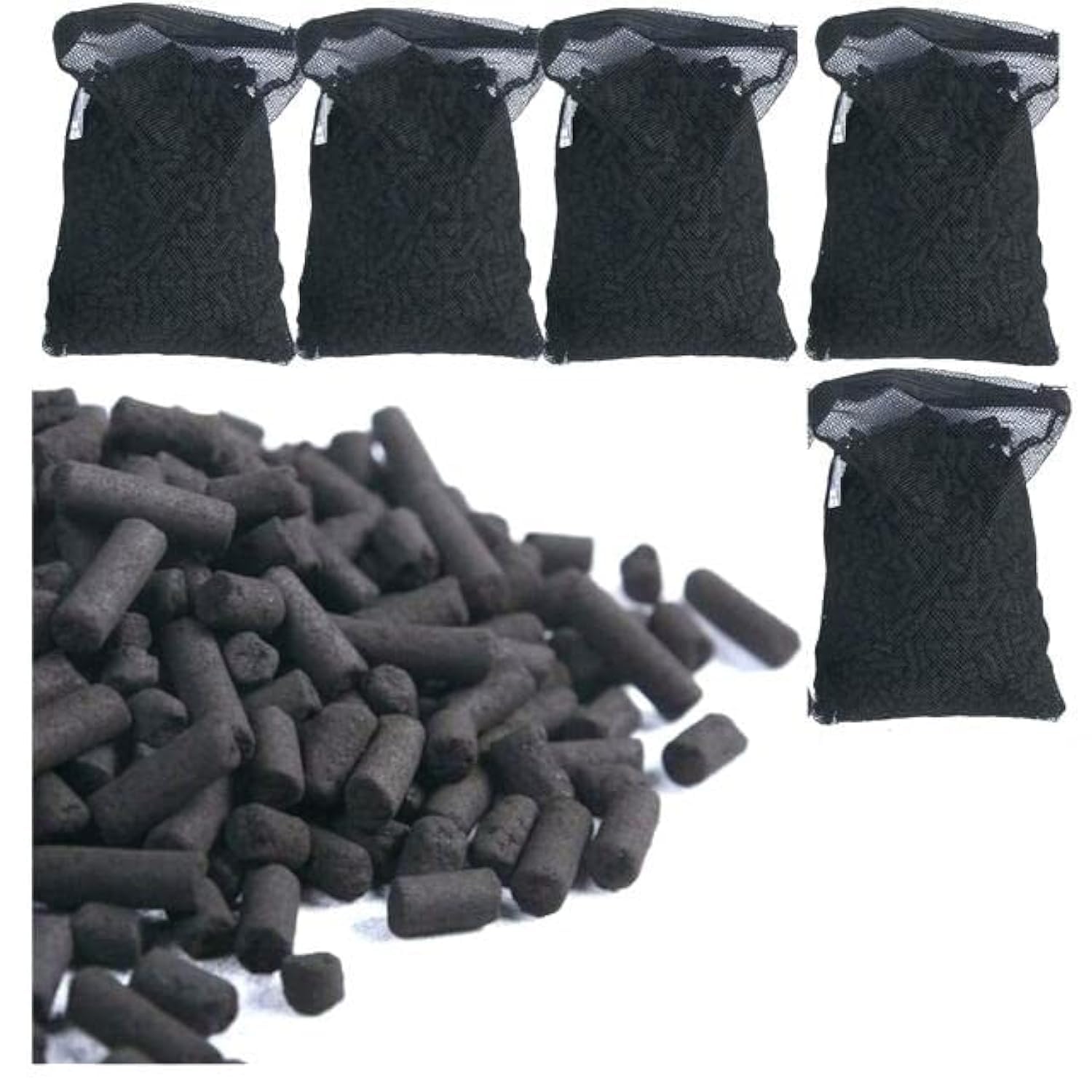 Wave Point 5 Lbs Premium Grade Virgin Activated Carbon Charcoal Pellets In 5 Filter Media Bags (Free) For Aquarium Fish Tanks Ko