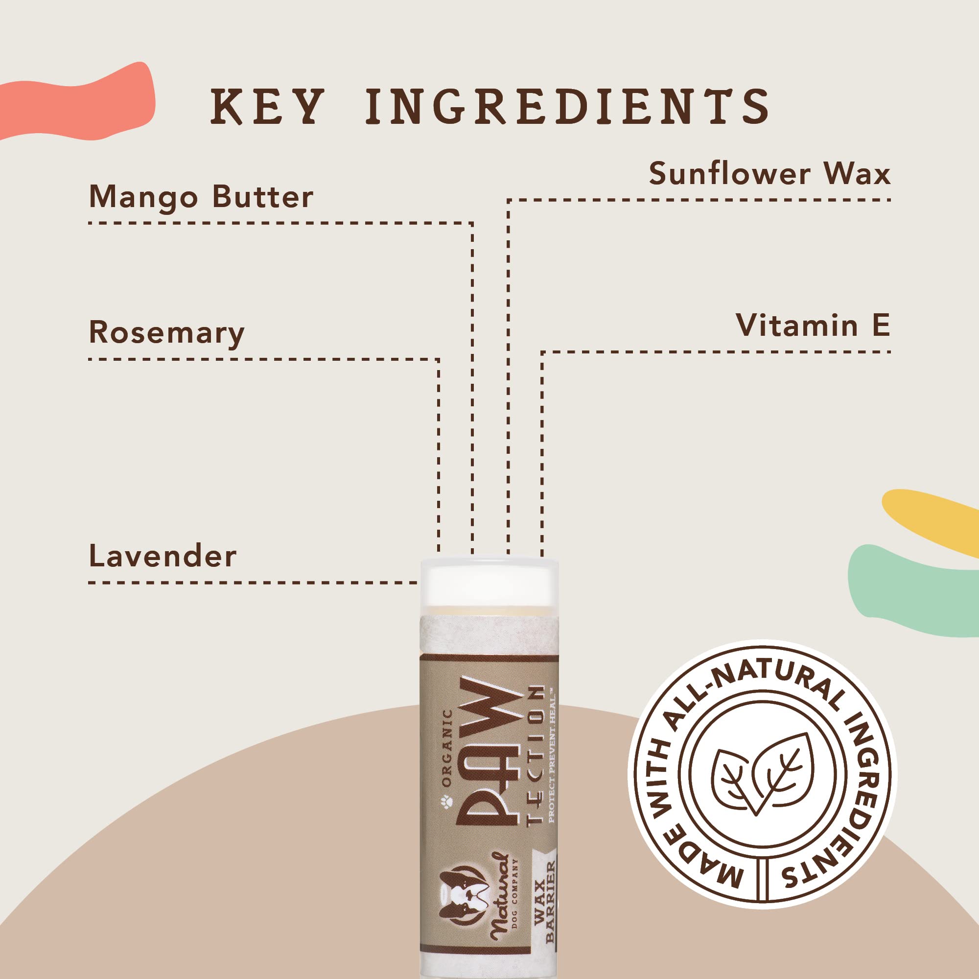 Natural Dog Company PawTection Balm for Dogs, Dog Paw Protector, Moisturizing Dog Paw Balm for Dry, Cracked Pad, Protects Paw from Extreme Weather, Paw Lotion for Allergies & Itching (0.15 oz Stick) -Like New