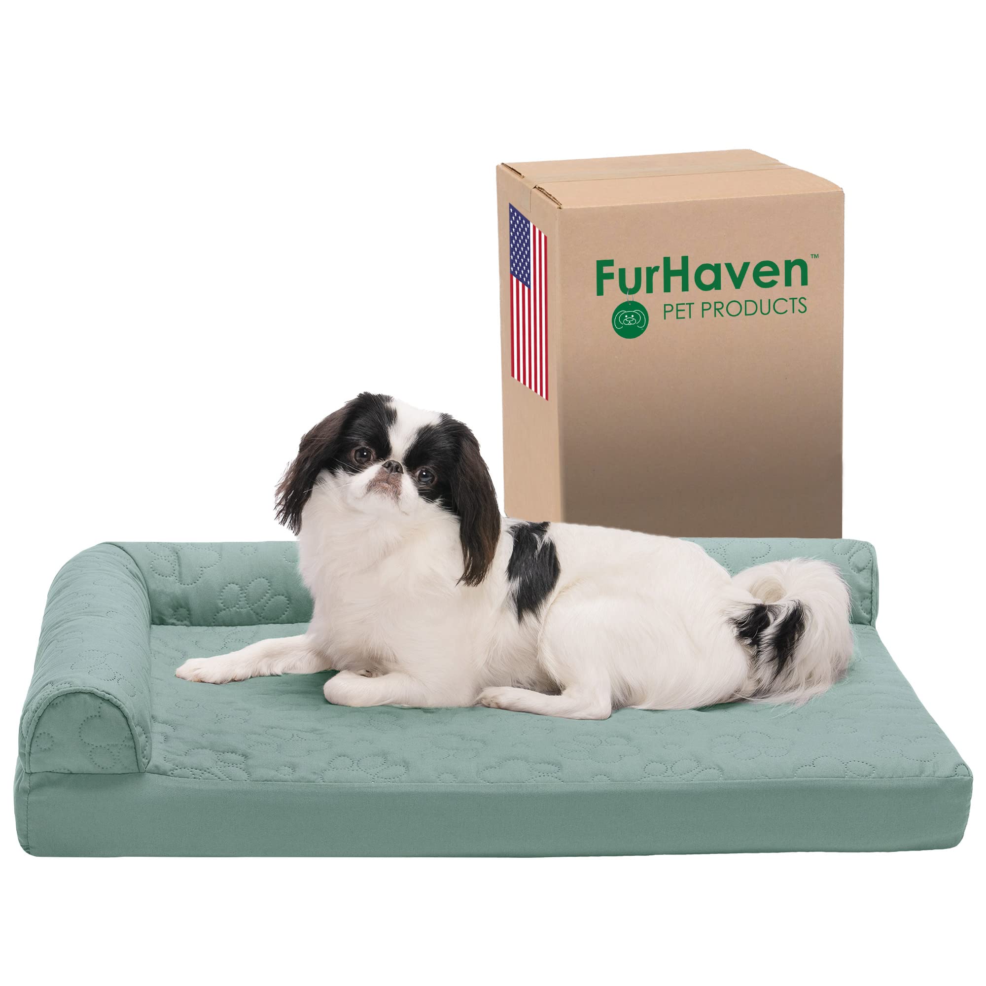 Furhaven Orthopedic Dog Bed For Medium/Small Dogs W/ Removable Bolsters & Washable Cover, For Dogs Up To 35 Lbs - Pinsonic Quilt
