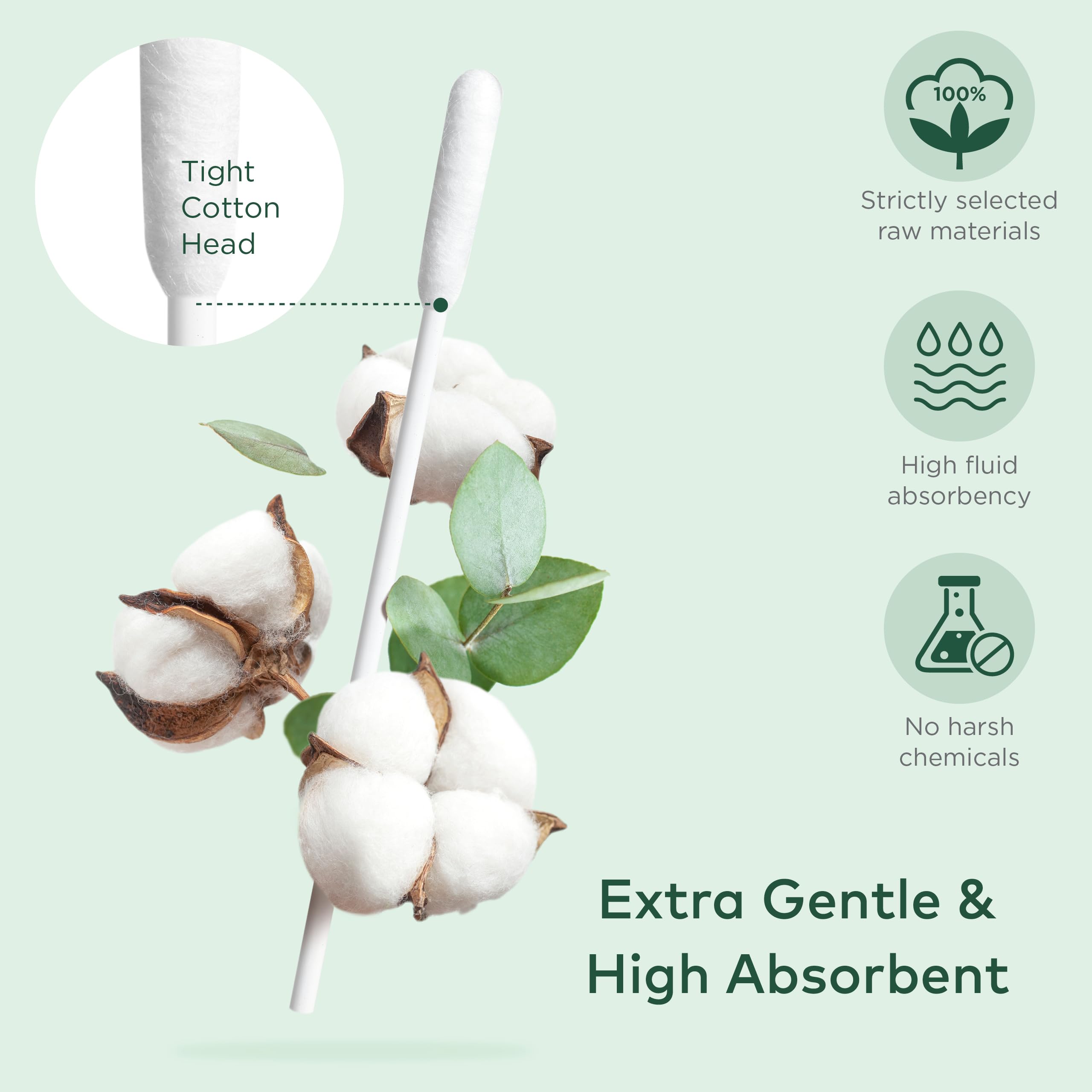 ARCA PET Cotton Swabs for Dogs and Cats - Cat & Dog Ear Cleaner Long Cotton Swab - Extra Long Stick, Cat & Dog Ear Cleaning Kit