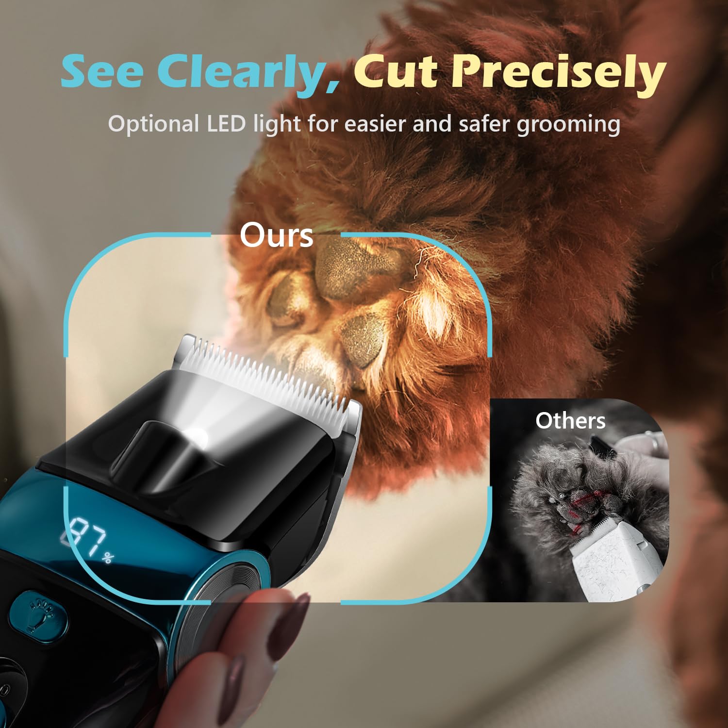 Fuzzyfix Dog Clippers For Grooming With Storage Box, Dog Grooming Kit Heavy Duty 2-Speed Quiet Rechargeable Cordless Pet Hair Tr