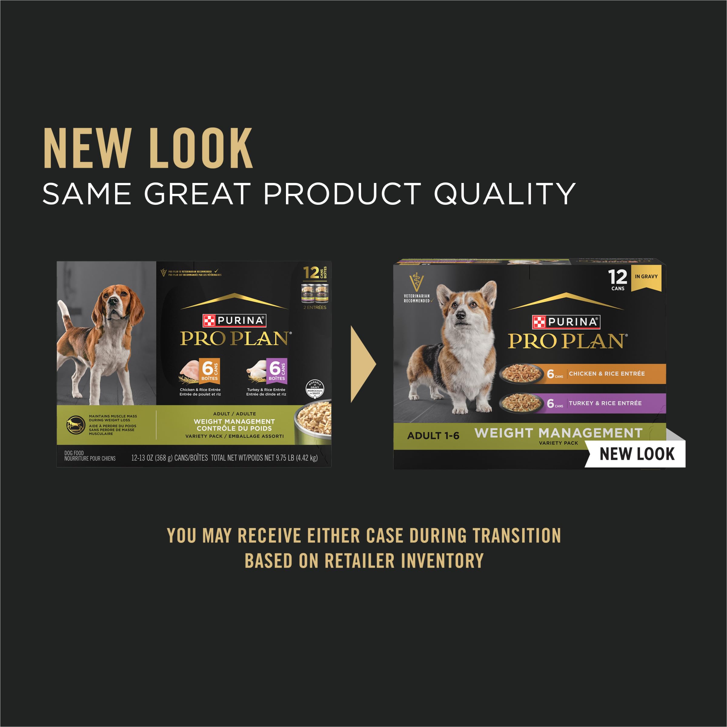 Purina Pro Plan Specialized Weight Management Wet Dog Food Chicken and Rice Entree and Turkey and Rice Entree in Gravy Variety P