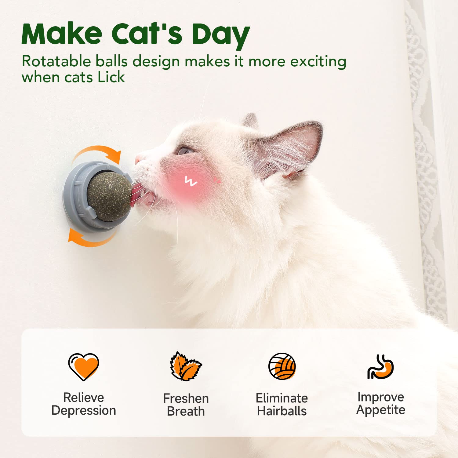 Potaroma 4 Pcs Catnip Ball Toys, 3 Silvervine Catnip Toys and 1 Cat Energy Ball for Lick, Edible Catmint Chew Toys, Kitten Teeth