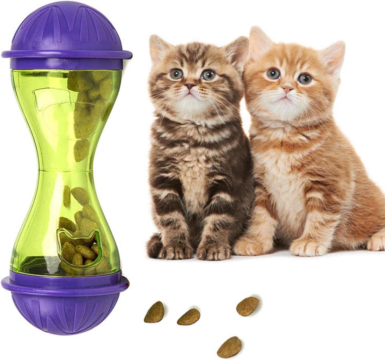 Green Interactive Puzzle For Feeder Treat Dispensing Slow Feeder For Indoor Cats Kitten Slow Feeders With Bells Inside Puzzle Fe
