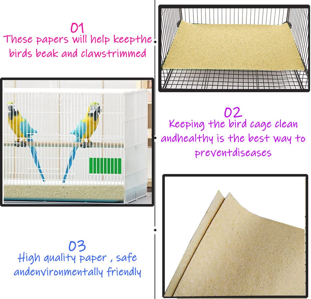 40Pcs Gravel Liner Paper For Bird Cage,11X17 In Bird Cage Liner Paper-Gravel Paper Special For Bird Cage In Sea Sand,Parrot Cage