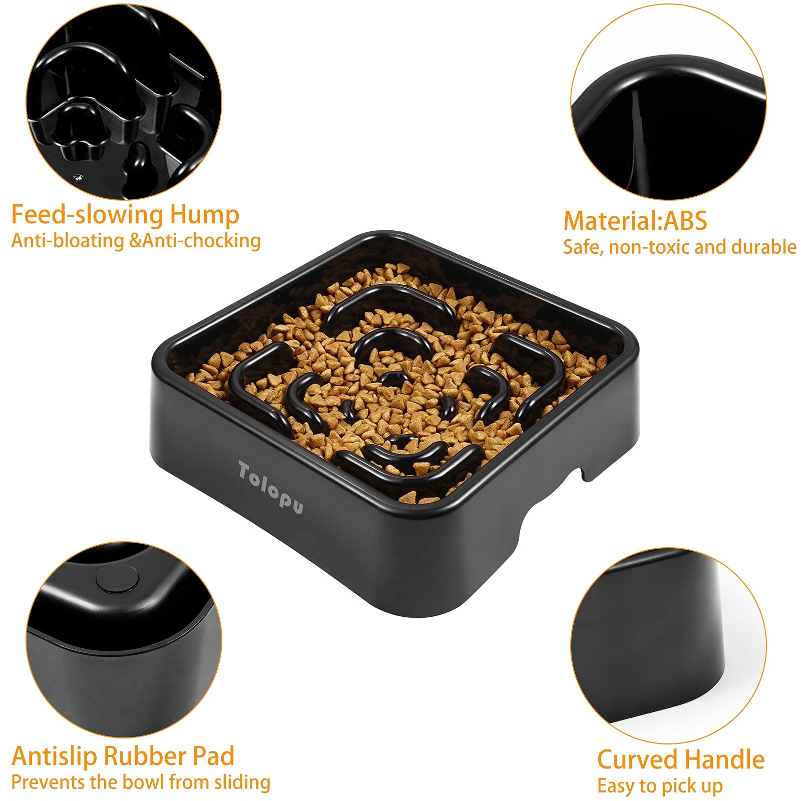Tolopu Extra-Large Durable ABS Large Slow Feeder Dog Bowls(10 Cups Capacity) Stop Bloat Bowl Anti-Choking &Anti-Gulping & Fun Fe