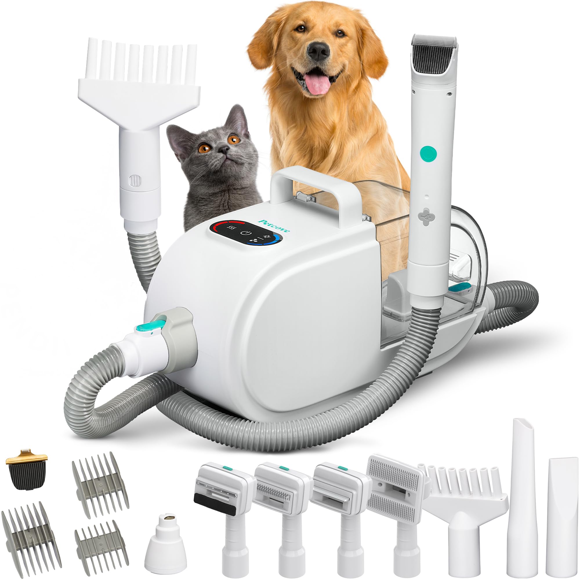 Dog Grooming Vacuum And Kit, Hair Dryer 8-In-1, 60Db Low Noise Vacuum For Shedding And Grooming, Pet Grooming Vacuum For Dogs An