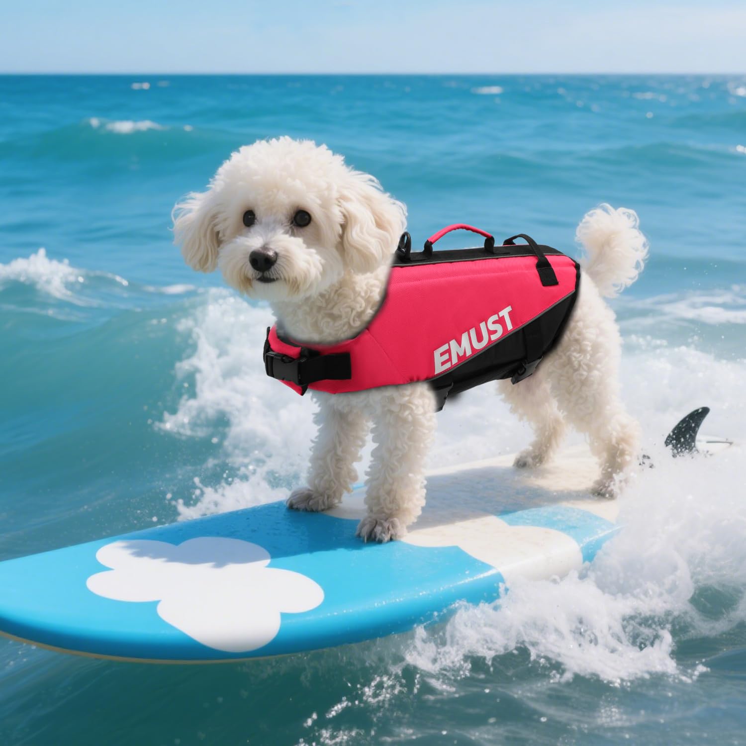 Emust Dog Life Vests, Adjustable Pet Life Jacket With Rescue Handle, Dog Flotation Vest For Small/Medium/Large Dogs, Xs, Rosepin
