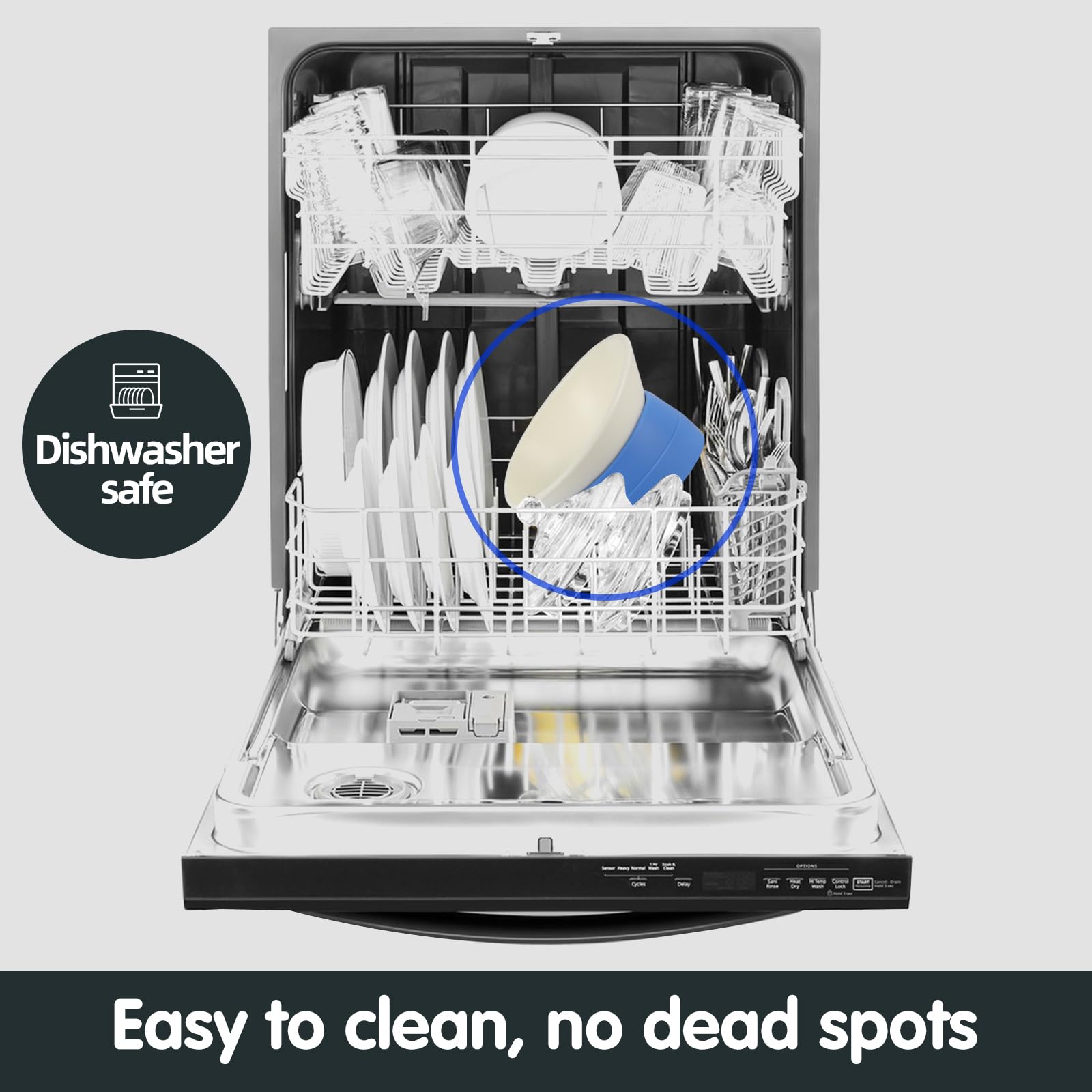 Bulldog Bowl Anti-Slip Dog Cat Dish Detachable Rubber Dog Bowl Pet Sterile Tilted Pet Feeder Slope Base (Blue, 3.5 Cup (Medium/L