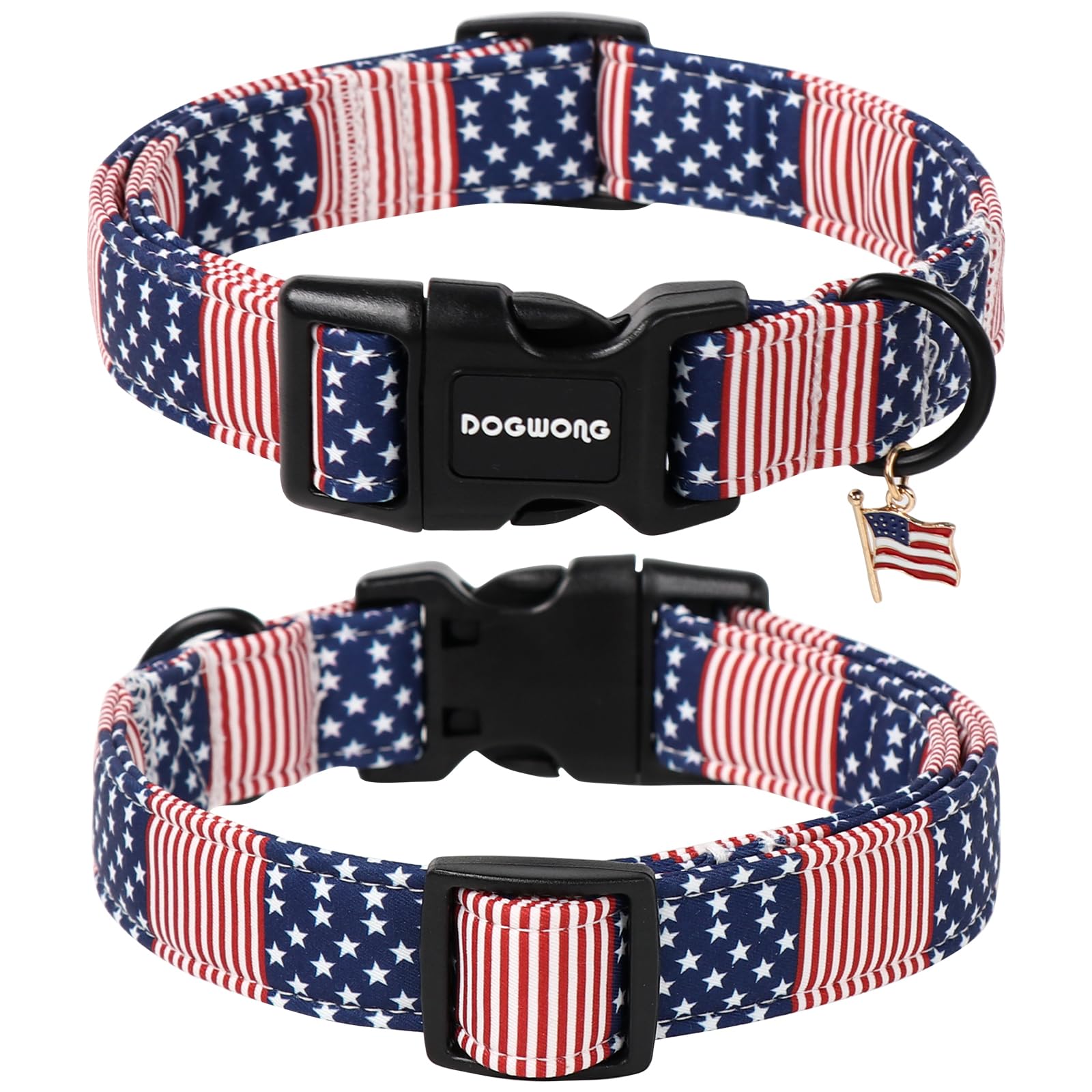 Dogwong Patriotic Flag Dog Collar, 4Th Of July American Flag Dog Collars, Adjustable Cute Patriotic Pet Collars Fourth Of July D