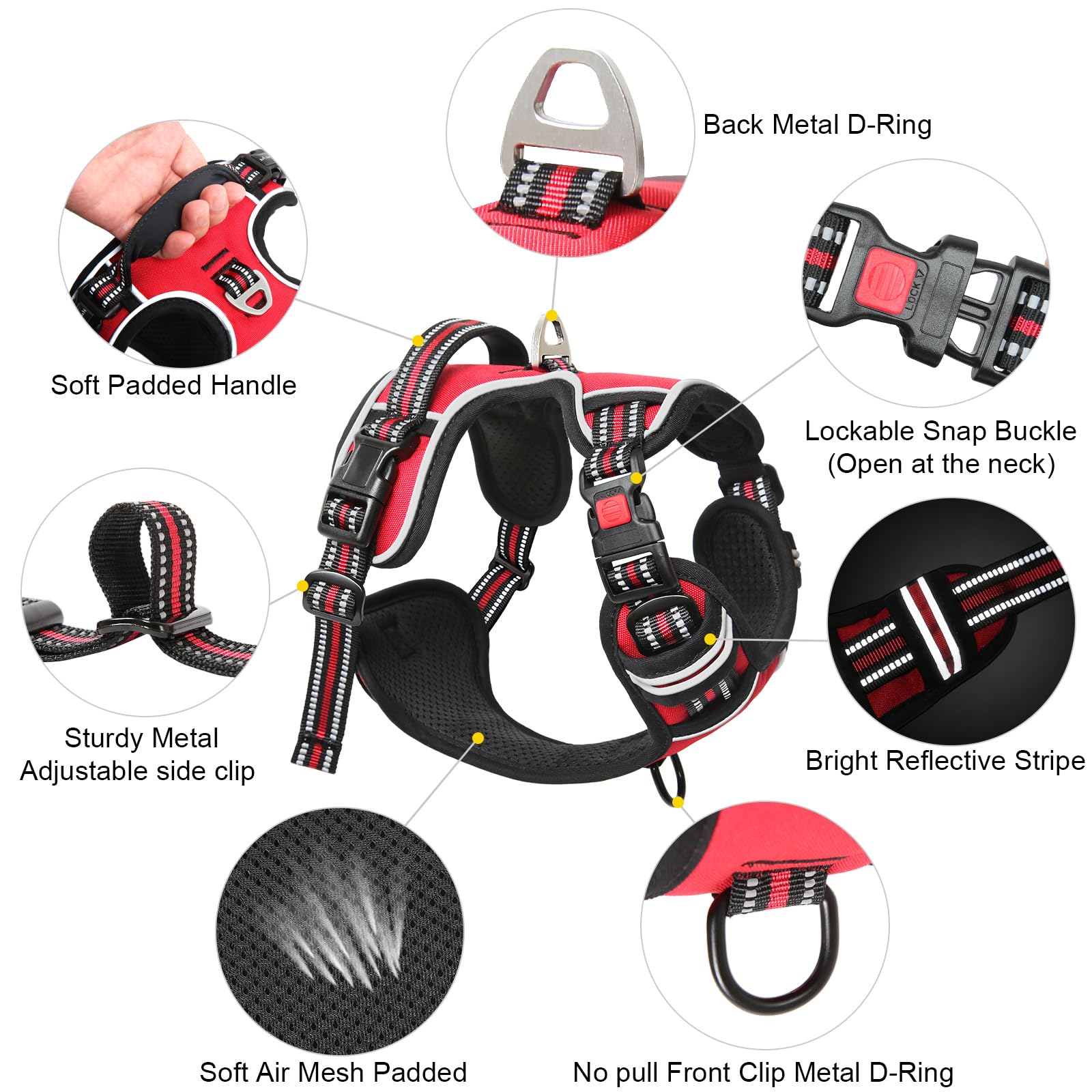 Timos Dog Harness,No Need Go Over Dogs Head 3 Snap Buckles Pet Harness With 2 Leash Clips,Adjustable Soft Padded No-Pull,Reflective No-Chokeoxford Vest For Small Medium Large Dogs,X-Large (Pack Of 1)