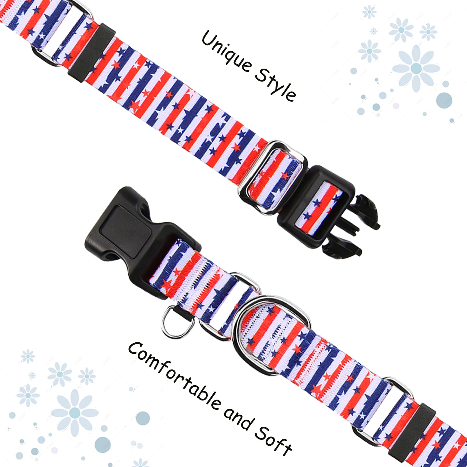 Fidohug American Flag Martingale Collar 4Th Of July Star Holiday Dog Collar With Buckle Adjustable Pet Collars (Red Blue Patriot