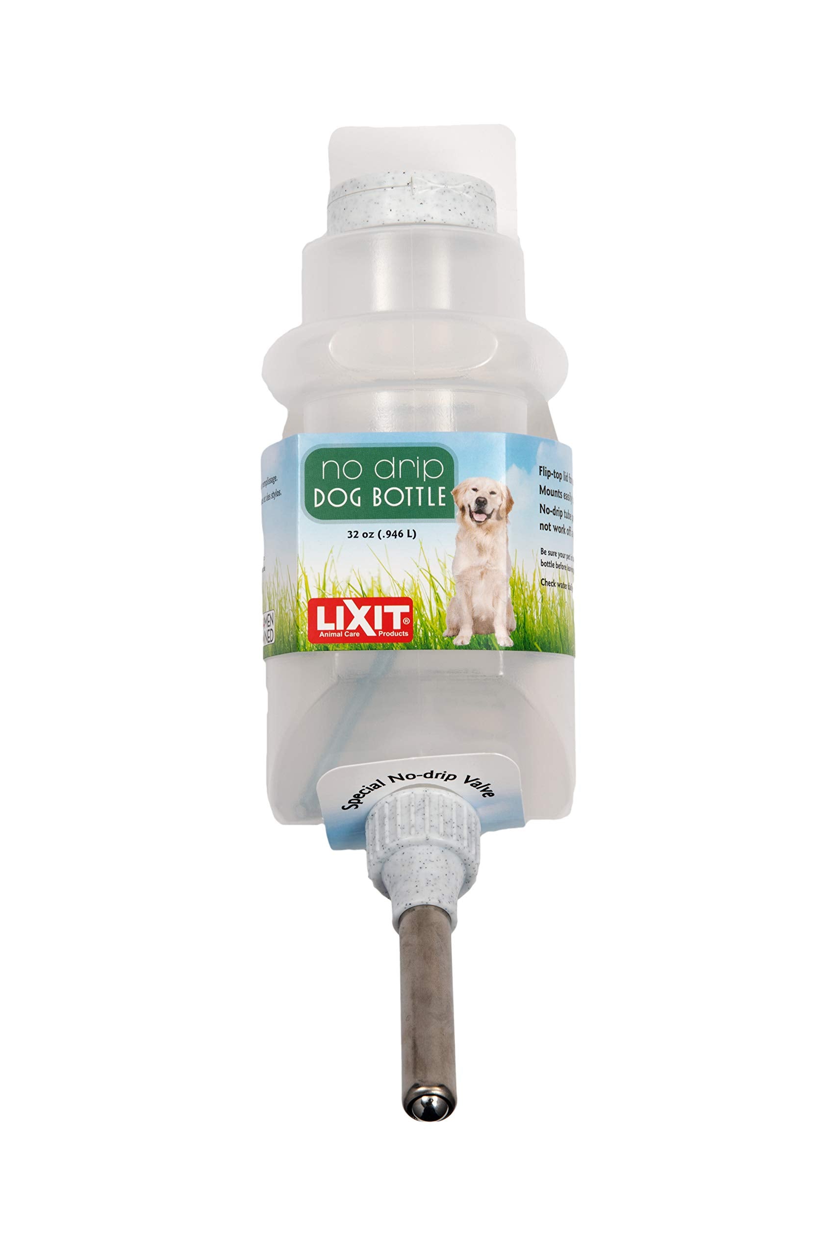 Lixit Top Fill NO-Drip Water Bottles for Dogs. (32 FL Oz (Pack of 1), White)