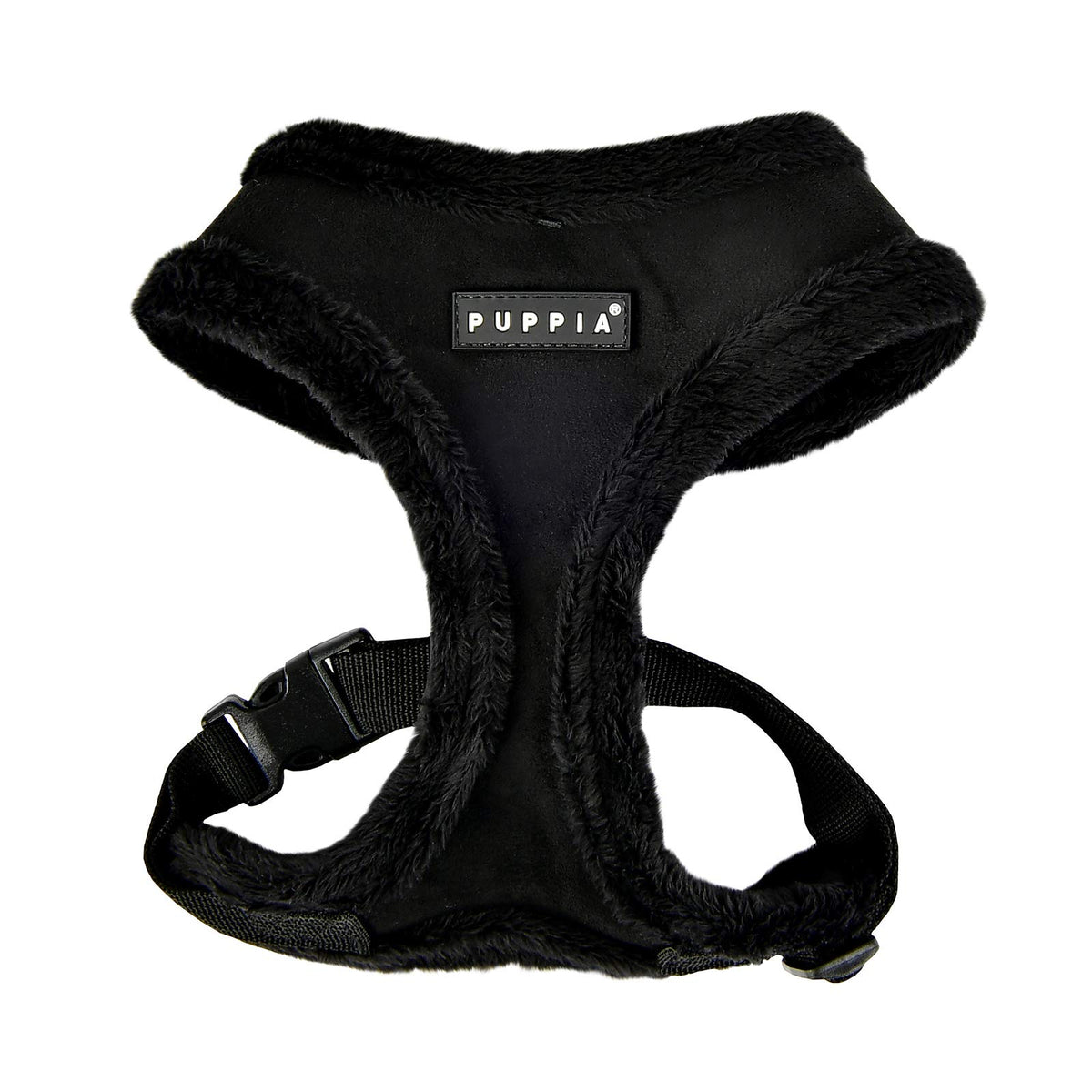 Puppia Terry Dog Harness Over-The-Head Winter Suede Warm No Choke No Pull Training Walking For Small And Medium Dog, Black, Small