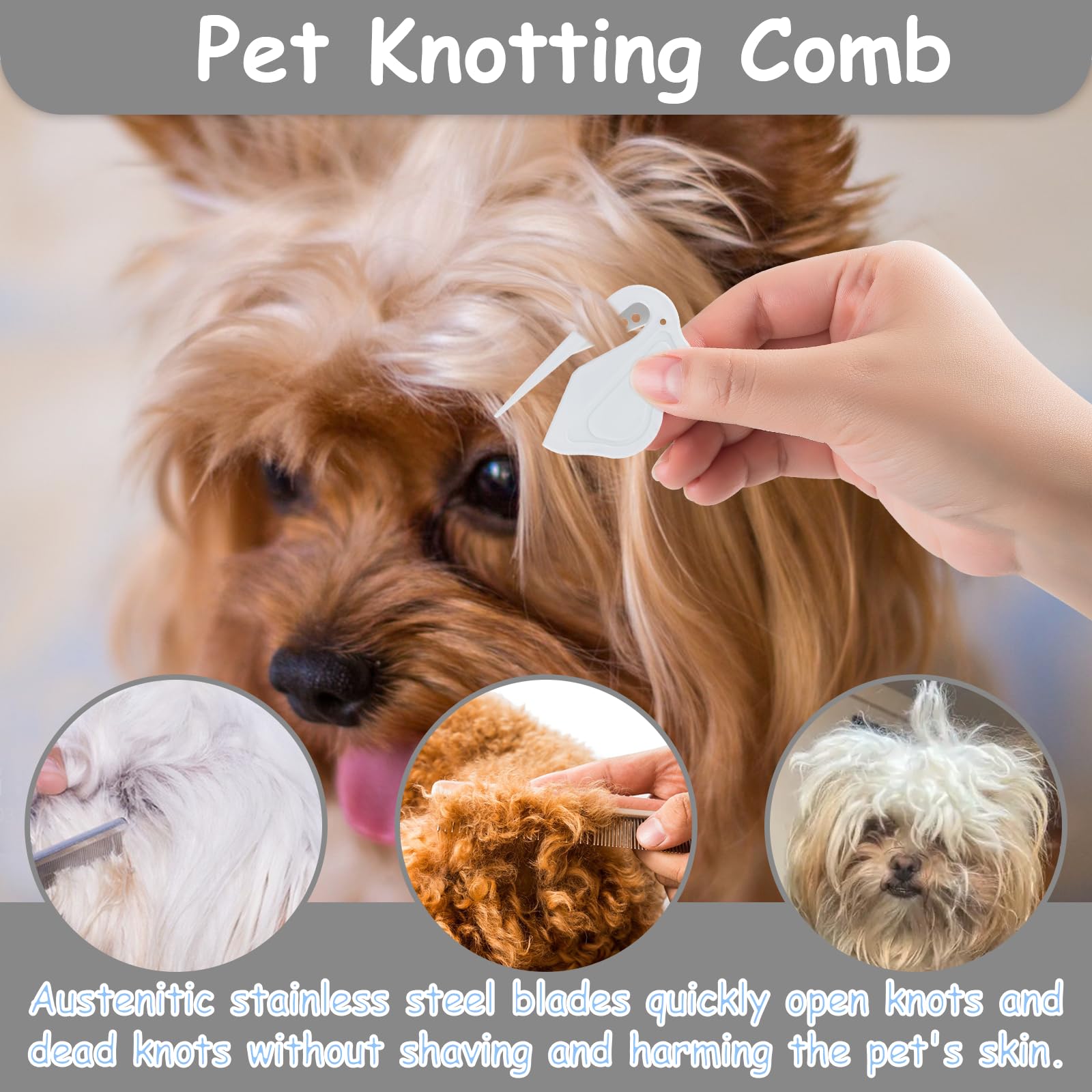 7 Pack Pets Grooming Brush Comb Kit,Double-Side Deshedding Dematting Dog Brush,Undercoat Rake For Dogs & Cats,With Metal Comb,Fl