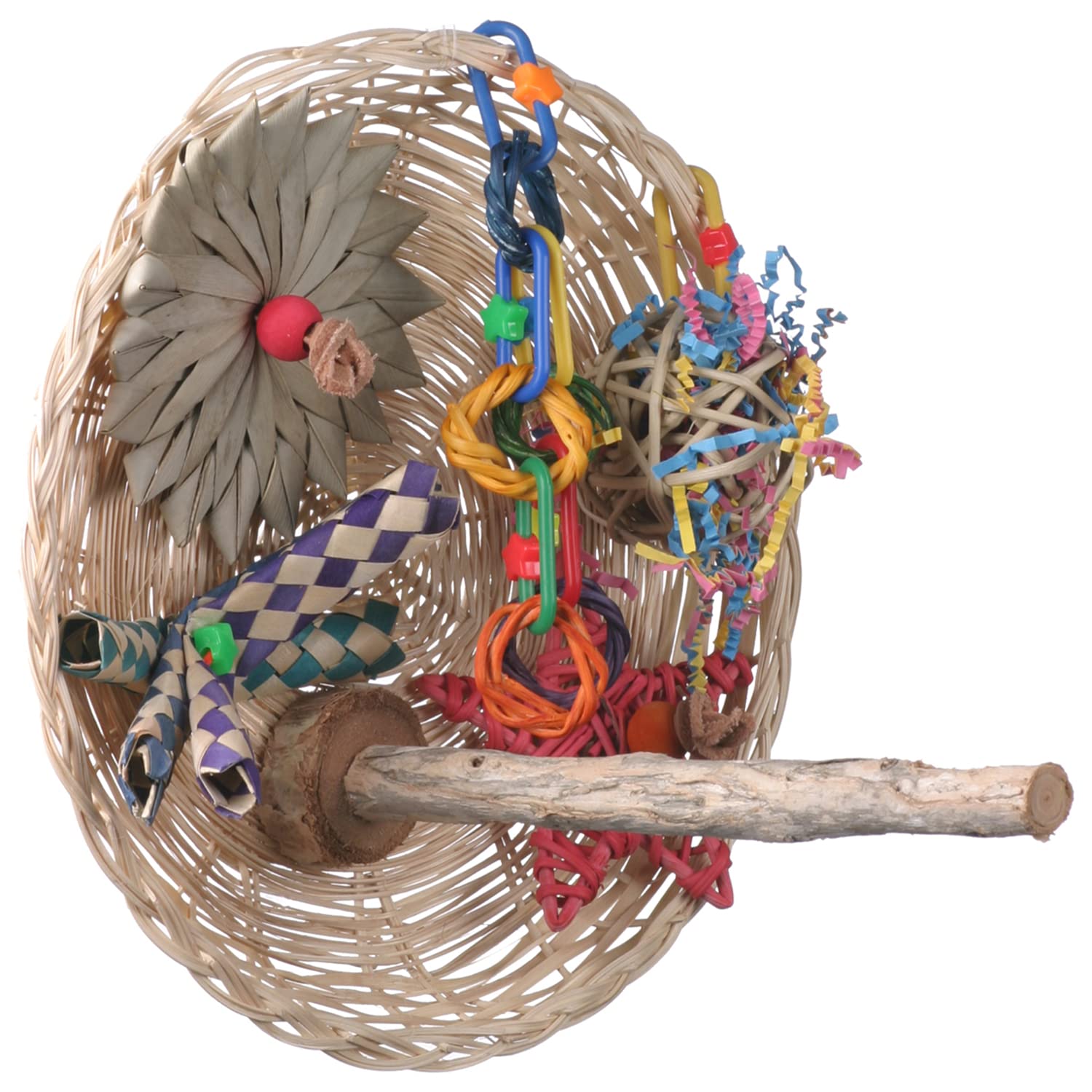 Super Bird Creations Sb543 Busy Birdie Play Perch - Foraging Bird Toy, Small & Medium Bird Size - Parakeets, Cockatiels, Small Conures - Interactive Elements - Stimulating Playtime - 9.5' X 9.5' X 6'