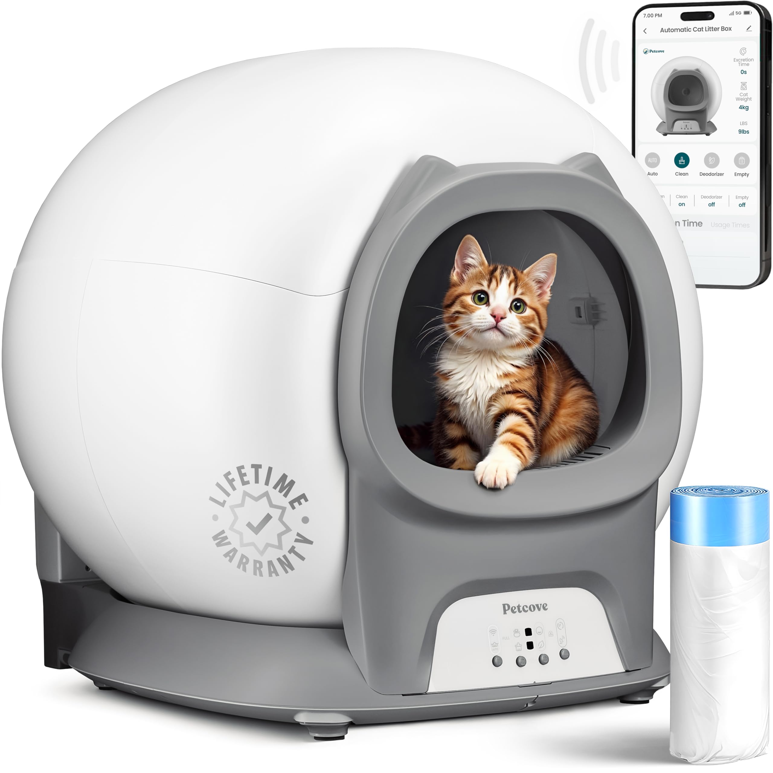 Self Cleaning Litter Box With Auto Safety Sensors For Multiple Cats - Automatic Cat Litter Box Self-Cleaning - Covered Ultra Odo