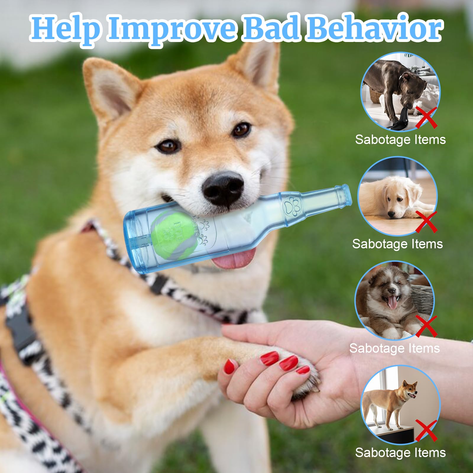 Heygueo Water Bottle Dog Toy For Aggressive Chewers,Ball In Bottle Rubber Dog Toy,Cute Interactive Pet Rubber Cruncher For Dogs