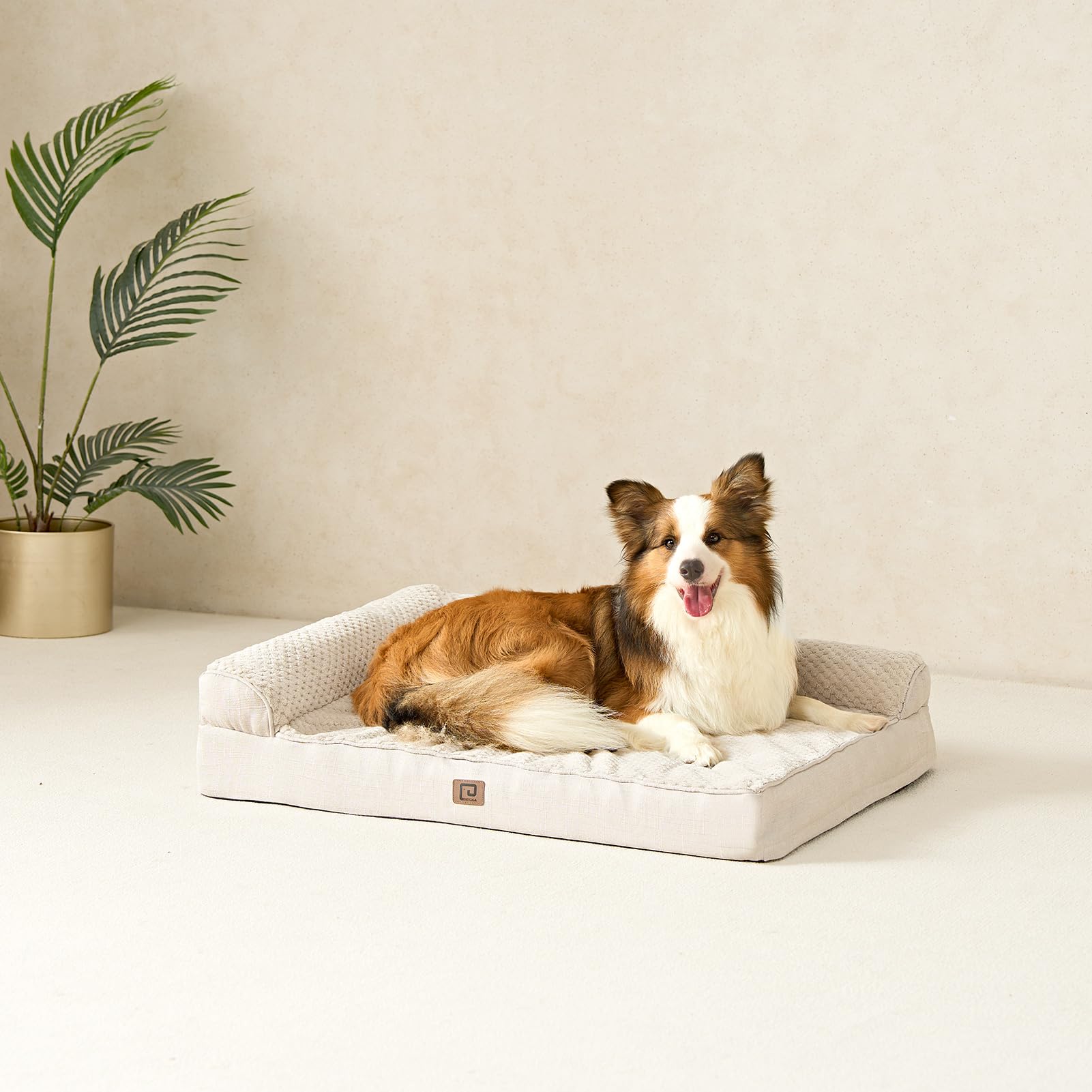 Eheyciga Memory Foam Orthopedic Dog Beds Large Sized Dog, Washable Dog Bed With Waterproof Lining Removable Cover, Dog Sofa Bed With Nonskid Bottom Pet Couch Bed, 36X27 Inches, Beige