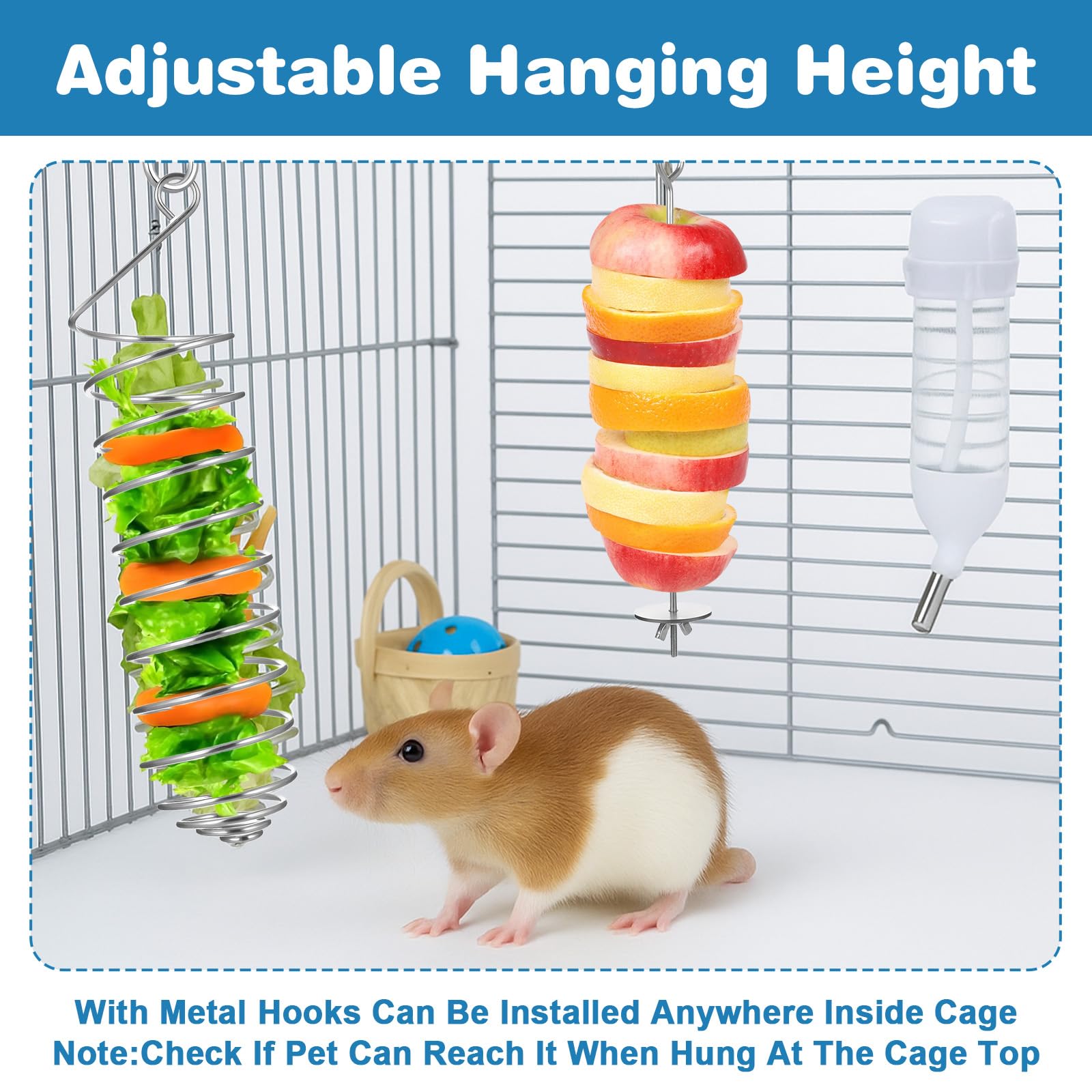 YBEATY 2 PCS Rat Enrichment Toys Stainless Steel Vegetable Holder Enrichment Foraging Toy Foraging Hanging Feed Tool Fancy Mice