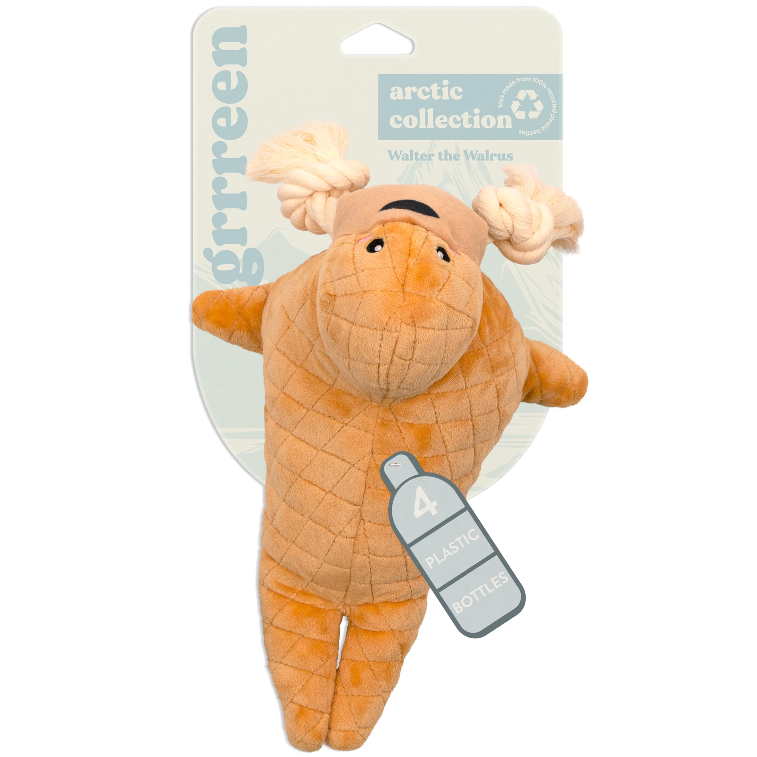 Grrreen Arctic Collection Dog Toys | Jumbo Sized Walter The Walrus | Cute, Durable, & Sustainable Plush Chew Toys For Dogs 50 Lb