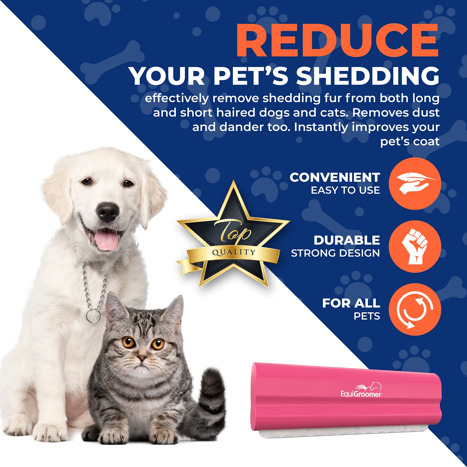 Equigroomer Deshedding Brush For Dogs And Cats  Undercoat Deshedding Tool For Large And Small Pets  Comb Removes Loose Dirt, Hai