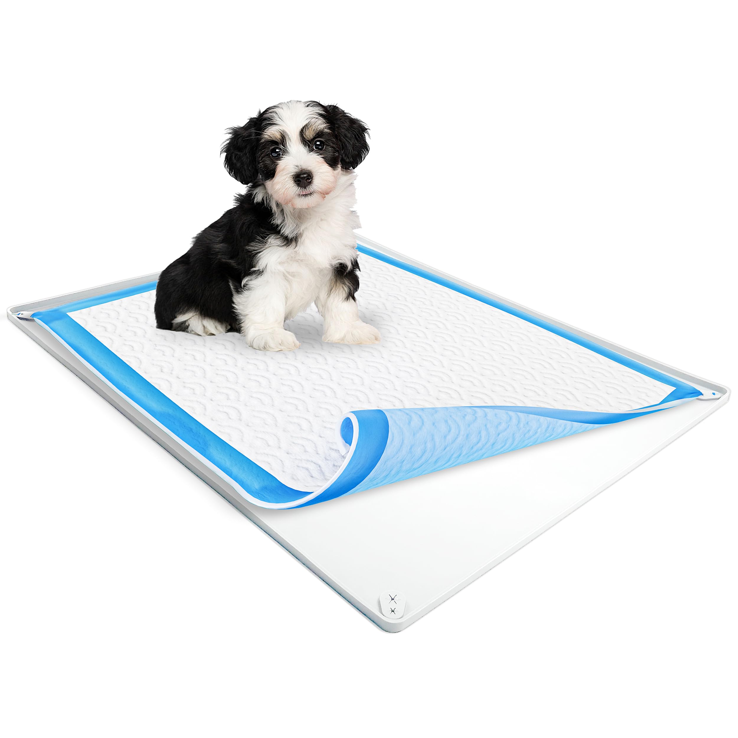 Skywin Tidyfriend Pee Pad Holder Tray 28 X 34 Inches, Silicone Dog Potty Tray, Easy To Clean No Spill Dog Potty Training Pad Hol