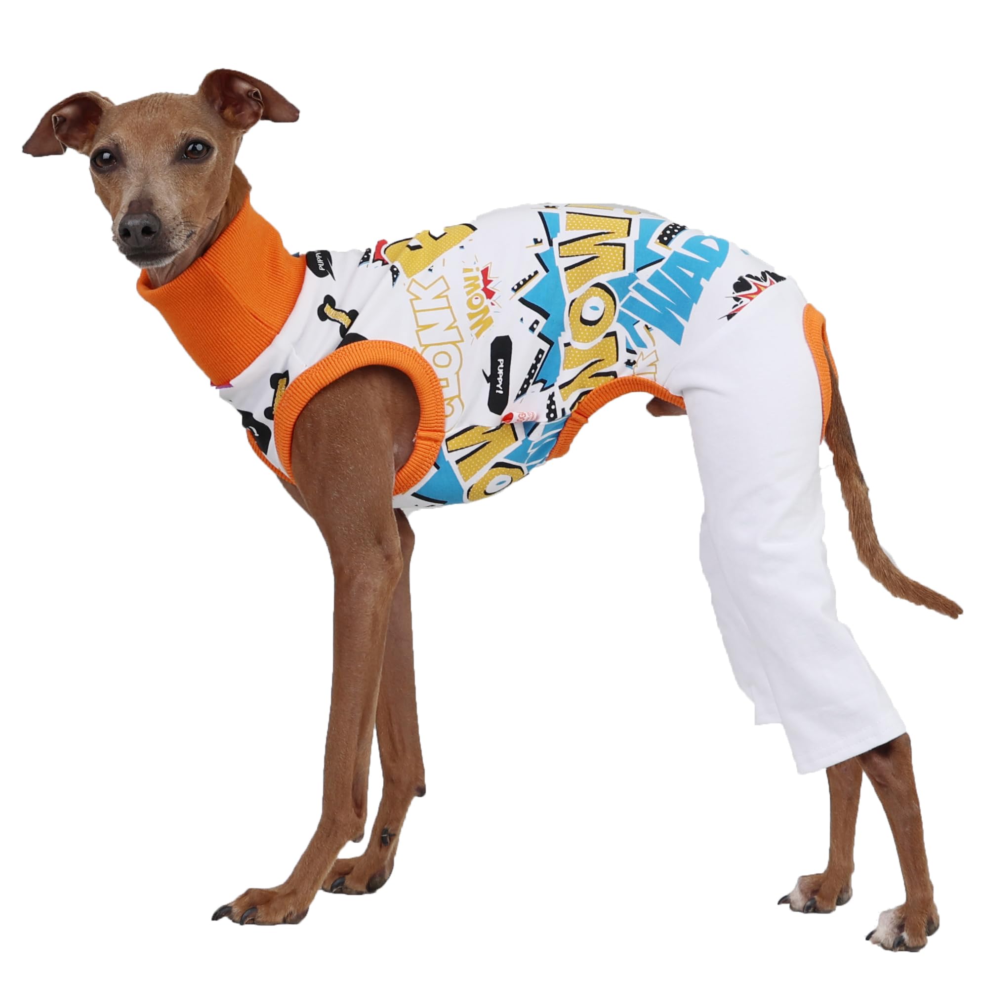D DOGGY STAR Italian Greyhound Clothes Stretchable Bow Sleeveless Onesie Whippet for Dog (L,Onesie Bow White)