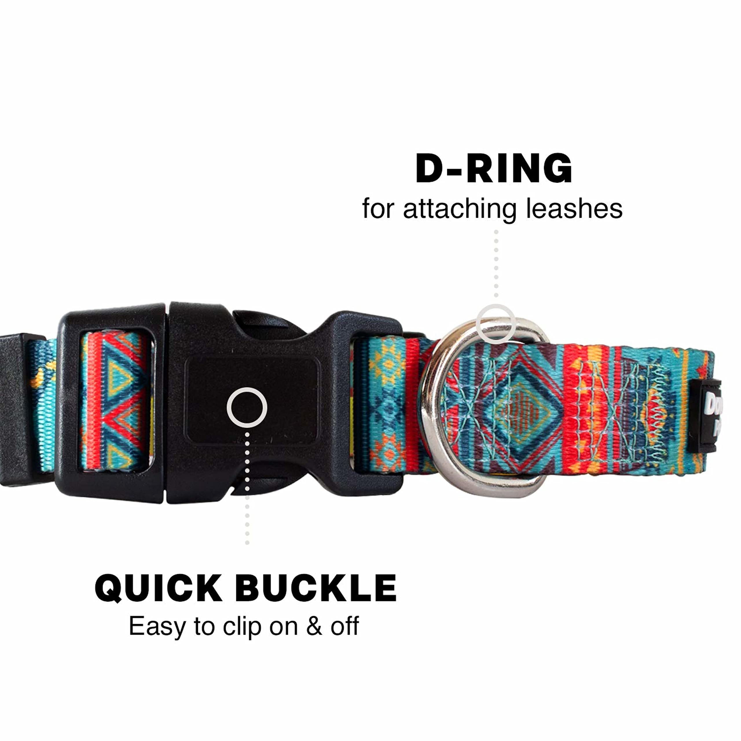 Downtown Pet Supply - Best & Fancy Adjustable Dog Collar With Quick Buckle & D-Ring - Hand Wash Safe - Tribal - Medium