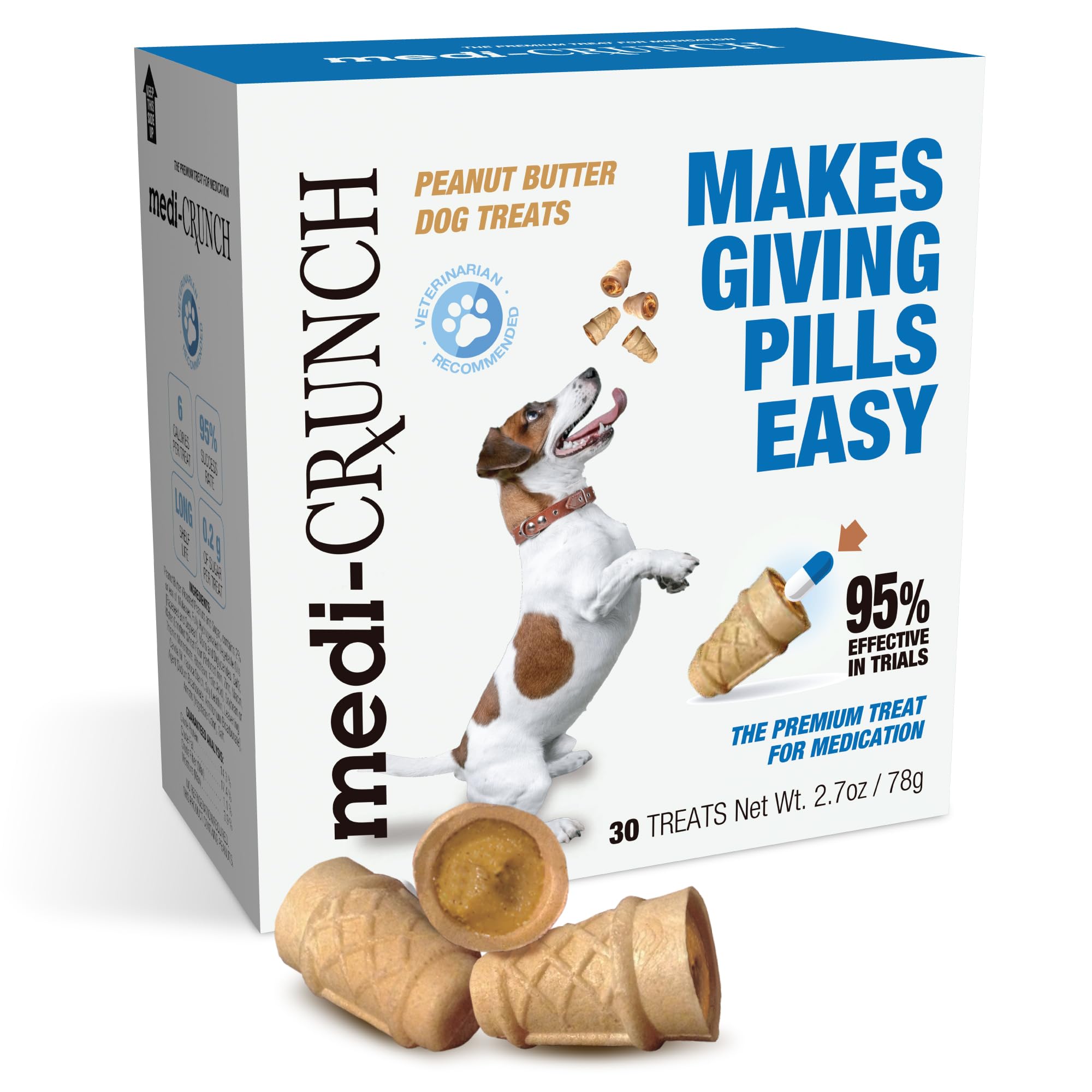 Pill Pouches for Dogs, Peanut Butter Crunchy Ice Cream Cone Treats, Pill Pockets for Dogs Capsule Size Wrap, Canine Health Suppl