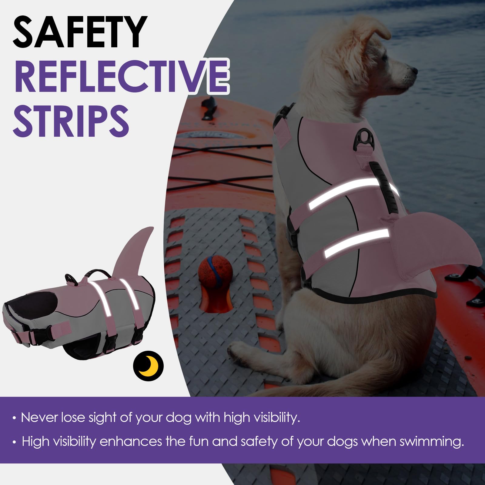 Dog Life Jackets, Ripstop Pet Floatation Life Vest For Small, Middle, Large Size Dogs, Dog Lifesaver Preserver Swimsuit For Wate