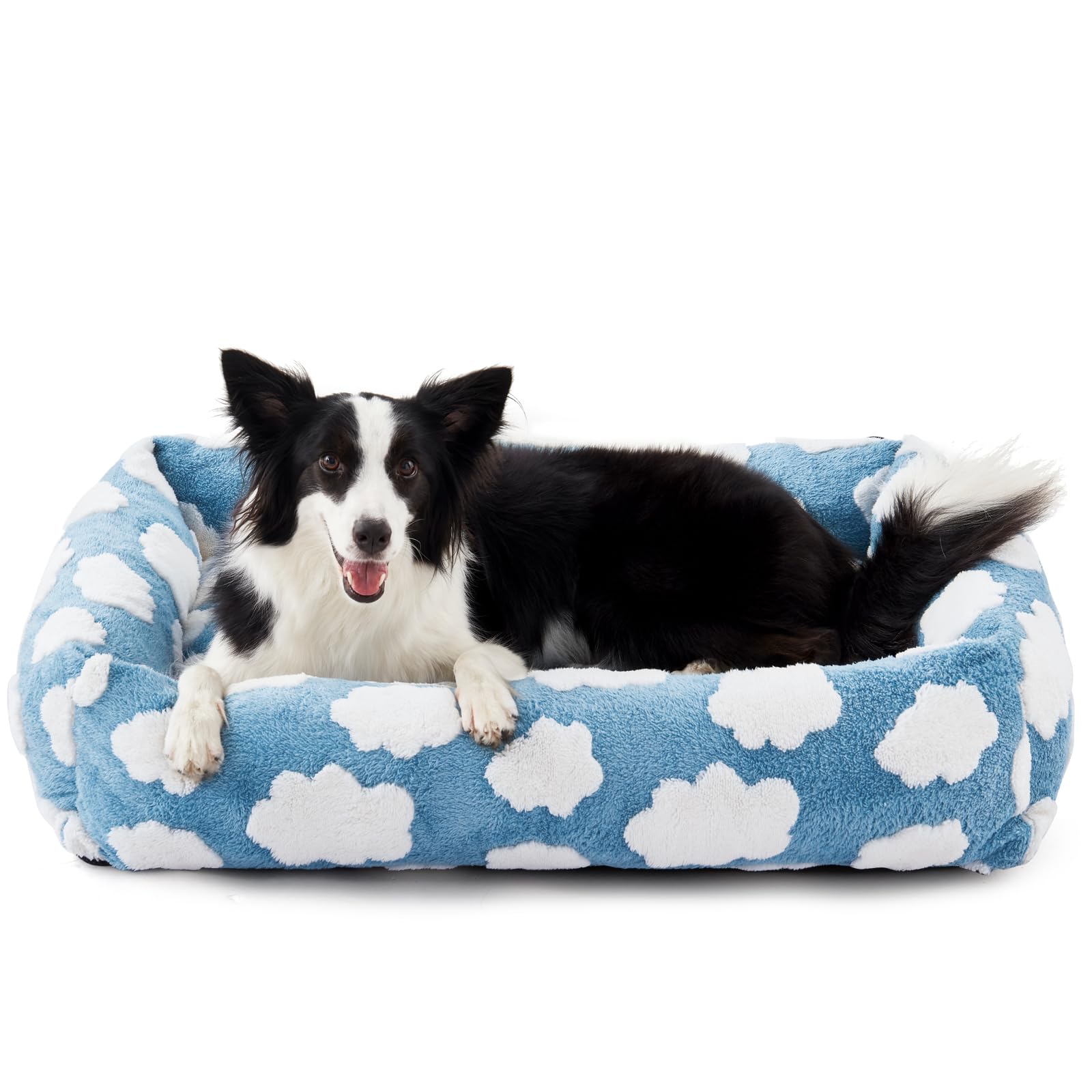 JOEJOY Cute Dog Bed Medium Size Dog, Rectangle Soft Furry Dog Beds for Large Medium Dogs, Washable Orthopedic Pet Bed with Remov