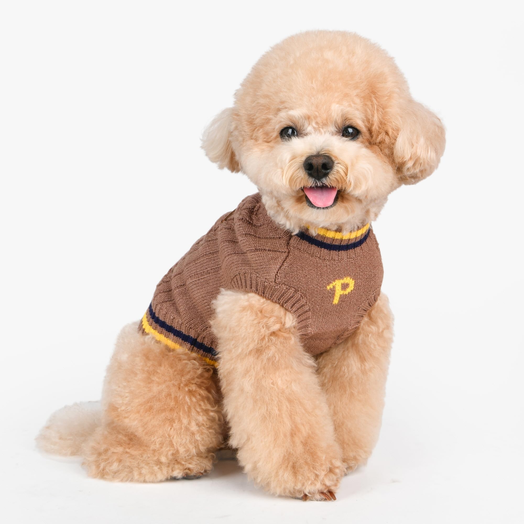 Puppia Joise Dog Knit Sweater Winter Season For Small And Medium Dogs, Brown, Small