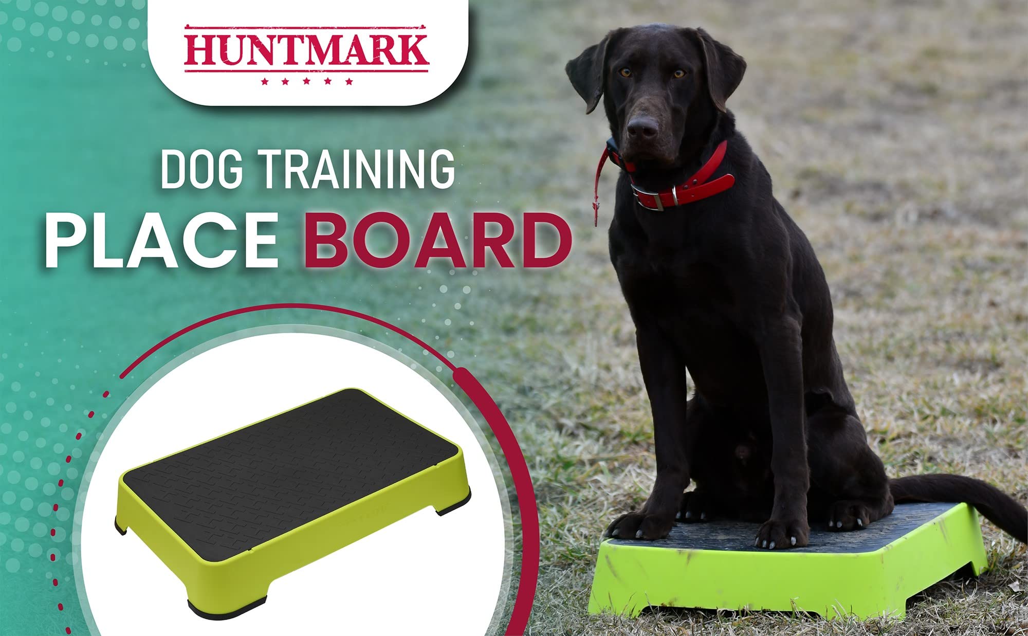 HUNTMARK Dog Training Place Board - Durable Non-Skid Agility Platform, Portable, Stackable, Optic Yellow - Ideal for Hunting Dogs