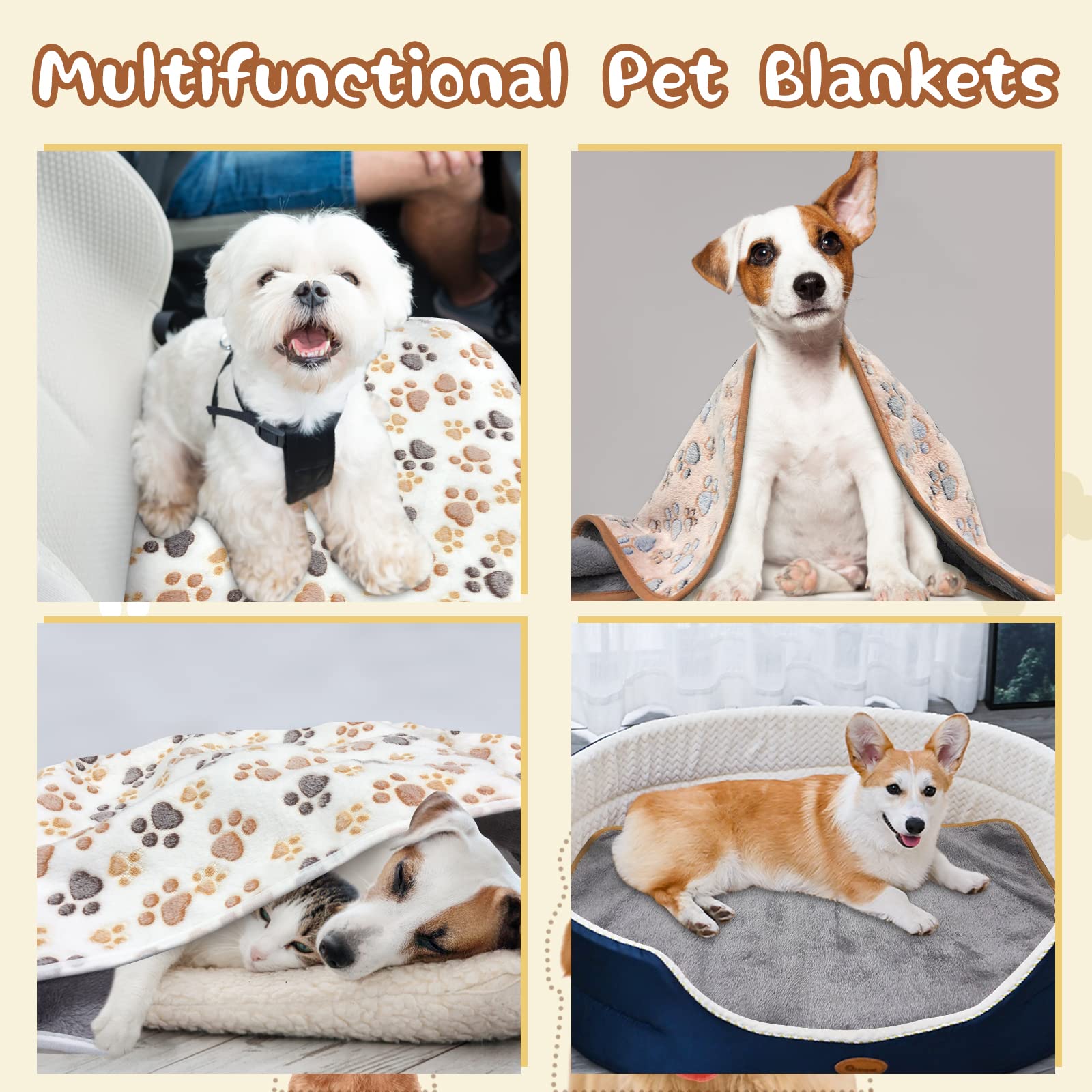 Yuepet Waterproof Dog Blankets, 2 Pack Washable Dog Blankets For Bed Couch Sofa Protector Fleece Flannel Puppy Blanket Soft Plush Reversible Throw Blanket For Small Dog Puppy Cat 30'×20'(White+Coffee)